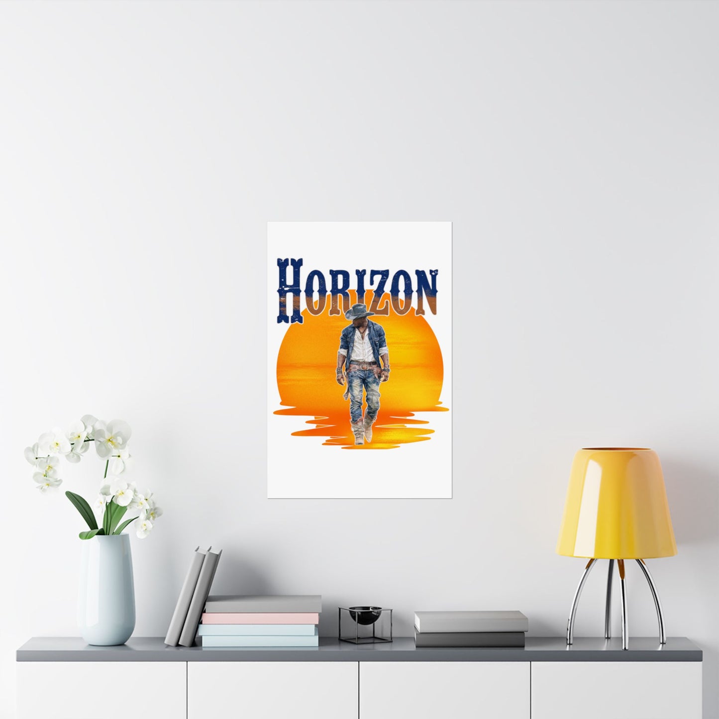 Cowboy Horizon Wall Art | Rustic Decor, Western Theme, Home Office, Gift for Cowboy Lovers, Landscape Posters