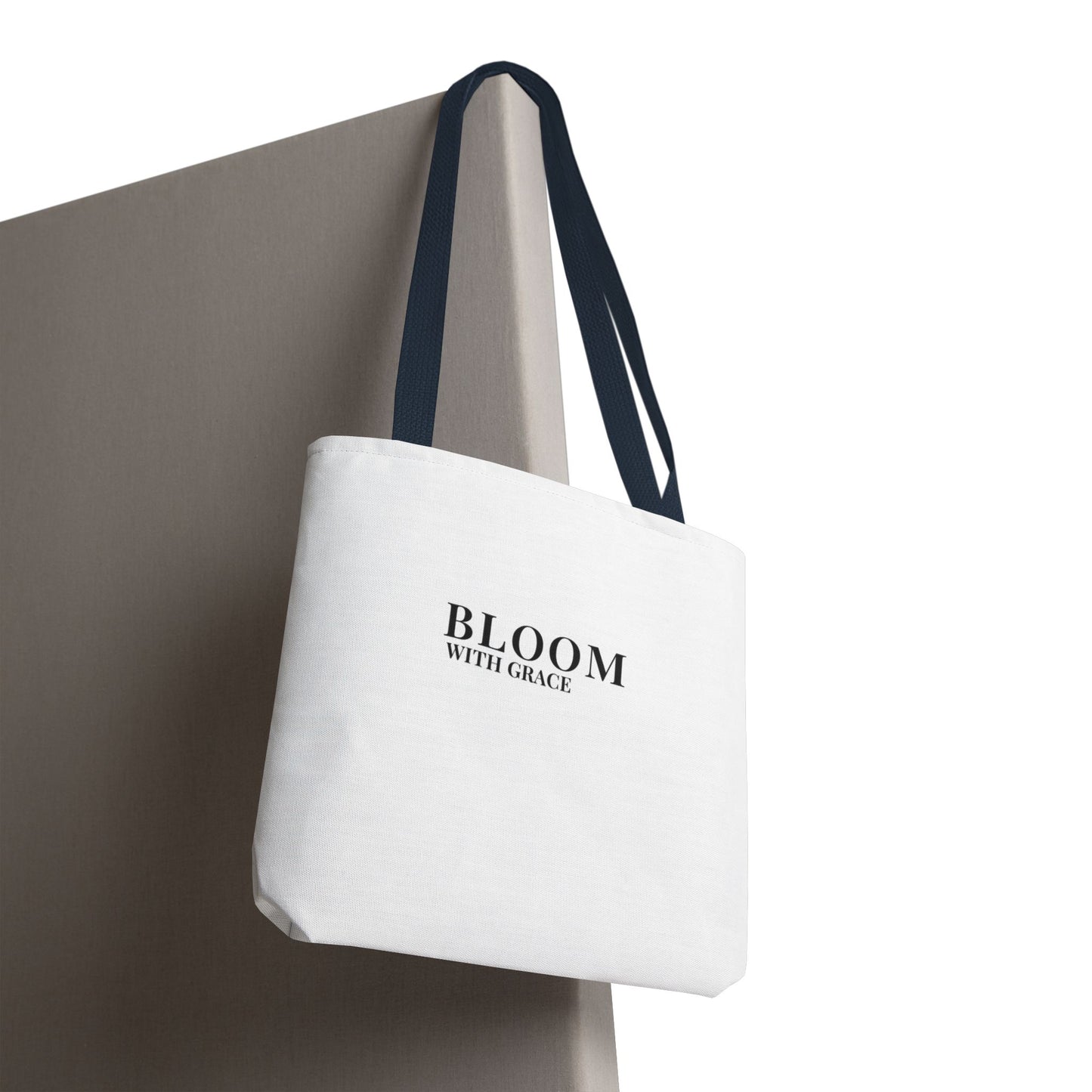 Bloom With Grace Minimalist Canvas Tote Bag — Floral Inspirational Quote Tote