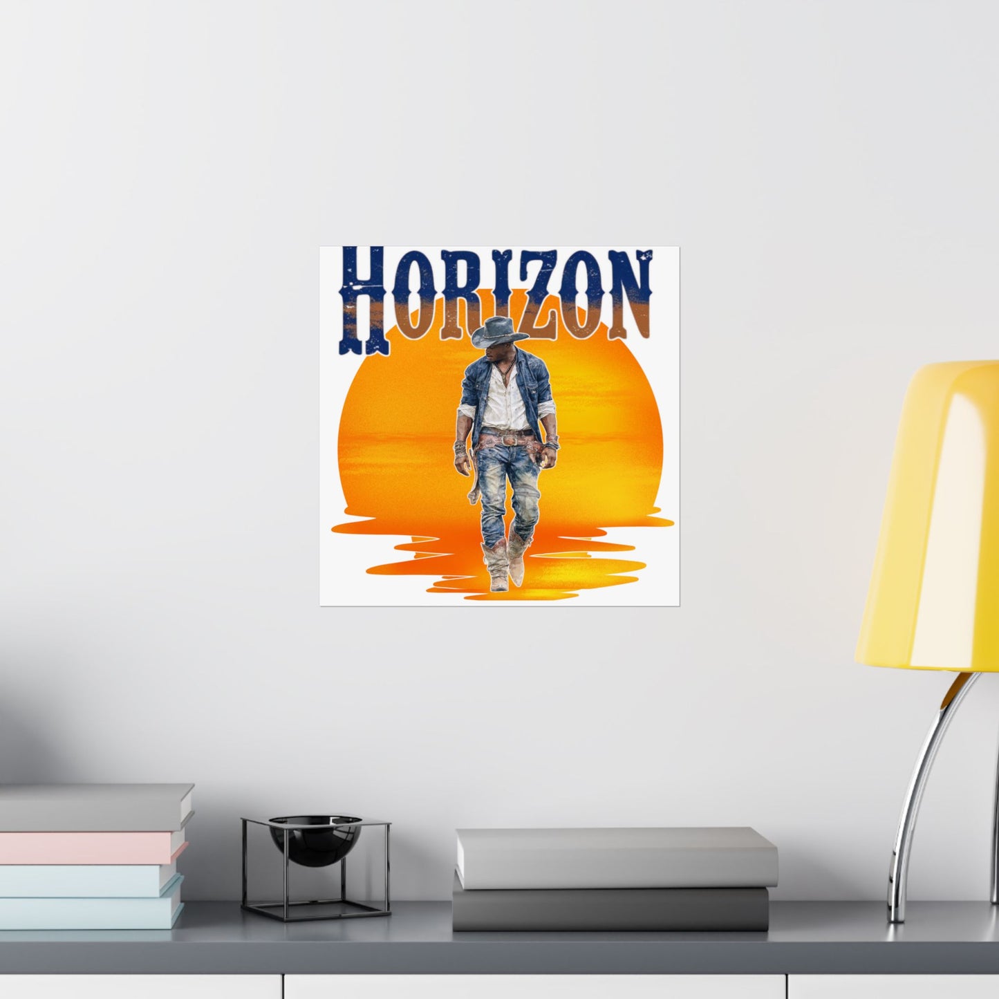 Cowboy Horizon Wall Art | Rustic Decor, Western Theme, Home Office, Gift for Cowboy Lovers, Landscape Posters