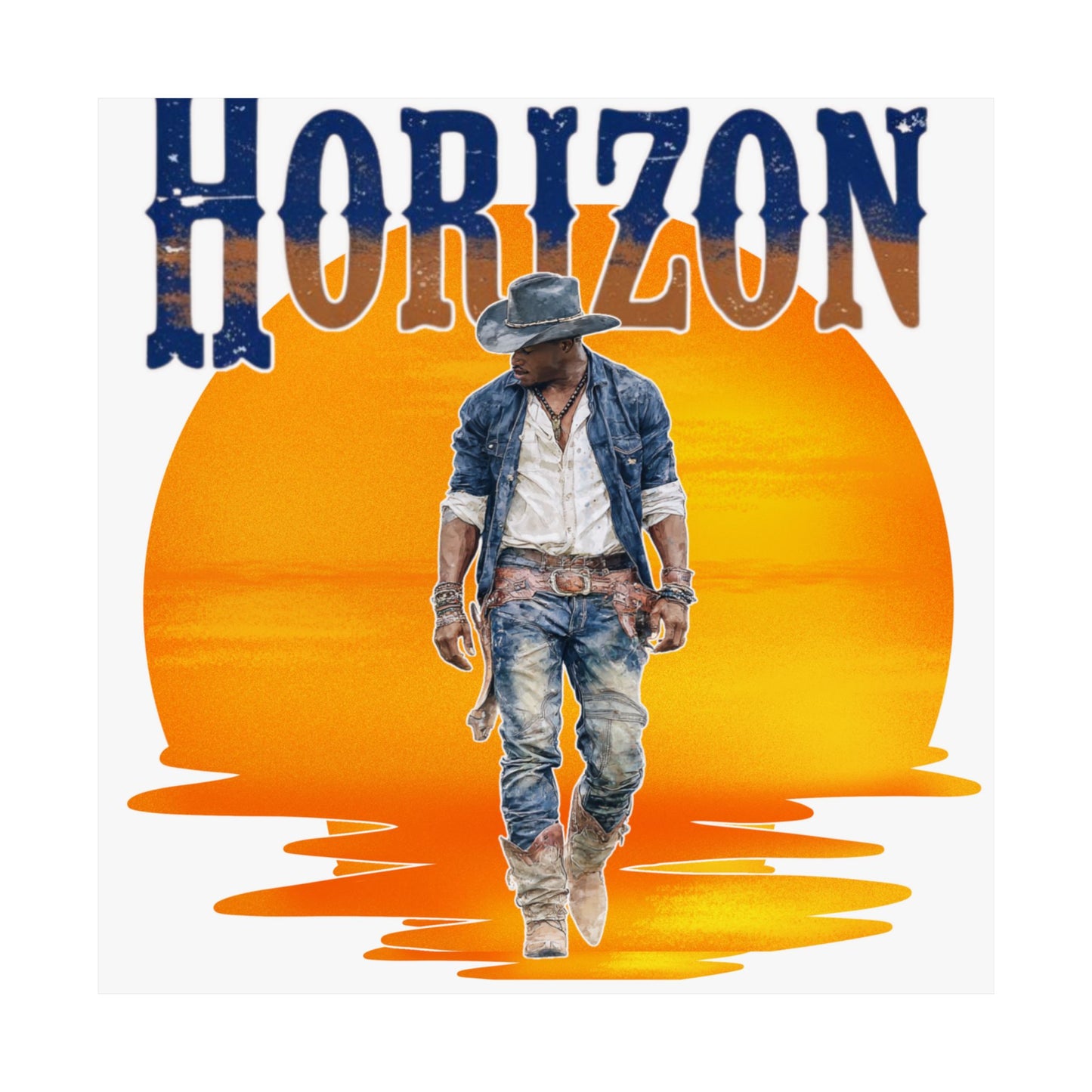 Cowboy Horizon Wall Art | Rustic Decor, Western Theme, Home Office, Gift for Cowboy Lovers, Landscape Posters