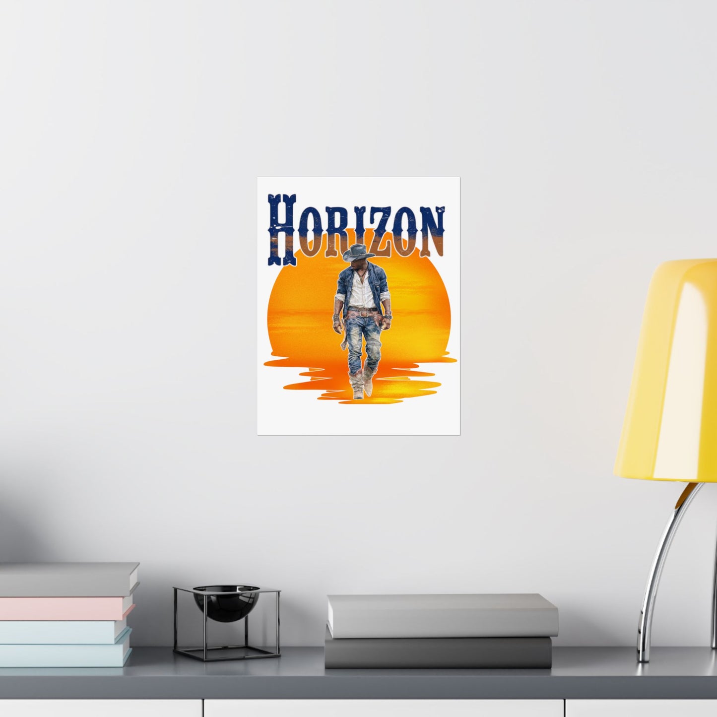Cowboy Horizon Wall Art | Rustic Decor, Western Theme, Home Office, Gift for Cowboy Lovers, Landscape Posters