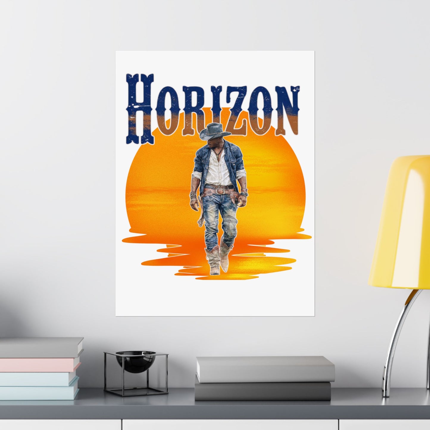 Cowboy Horizon Wall Art | Rustic Decor, Western Theme, Home Office, Gift for Cowboy Lovers, Landscape Posters