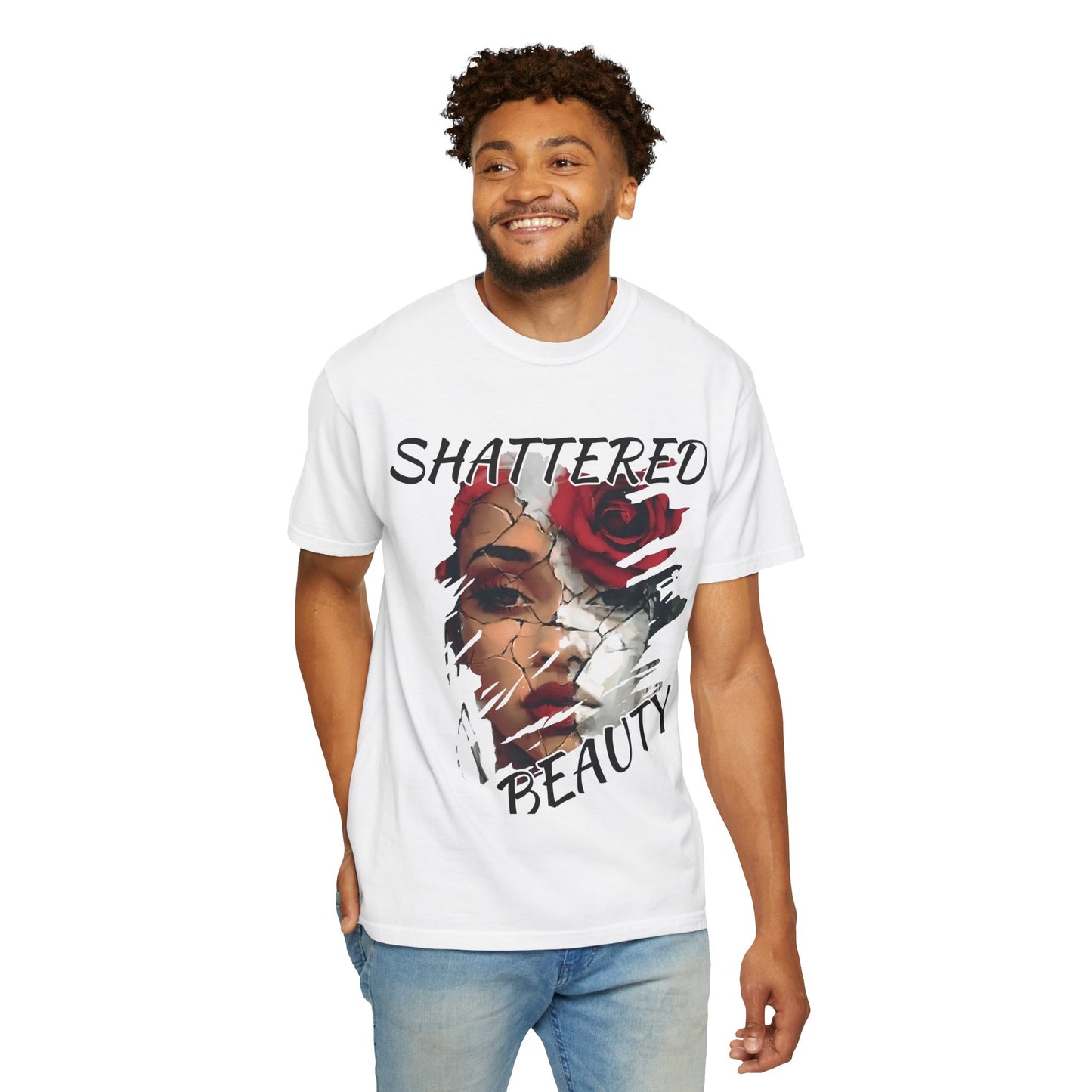 Shattered Beauty Unisex T-shirt, Artistic Graphic Tee, Gift for Art Lovers, Unique Fashion Statement, Casual Wear, Trendy Gift