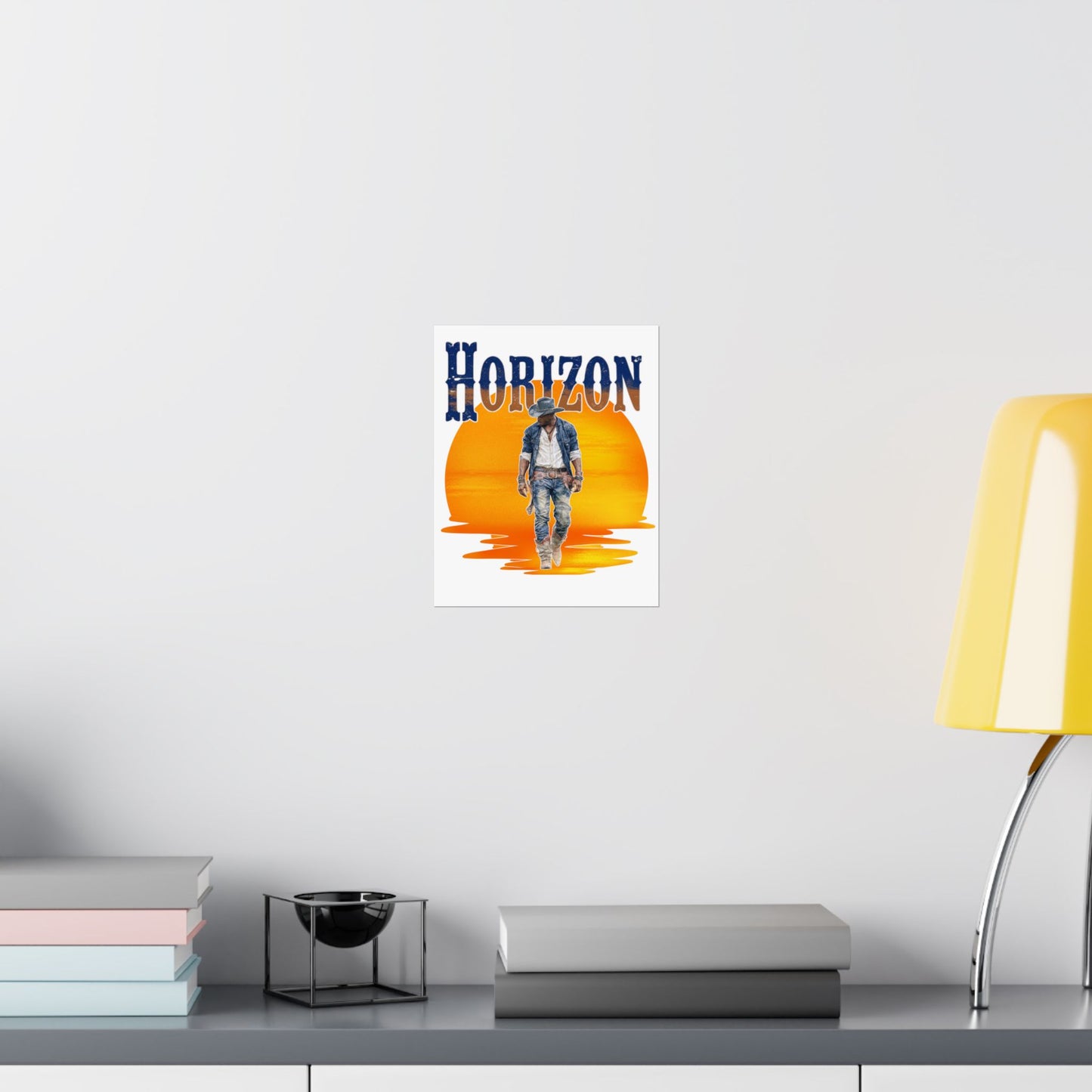Cowboy Horizon Wall Art | Rustic Decor, Western Theme, Home Office, Gift for Cowboy Lovers, Landscape Posters