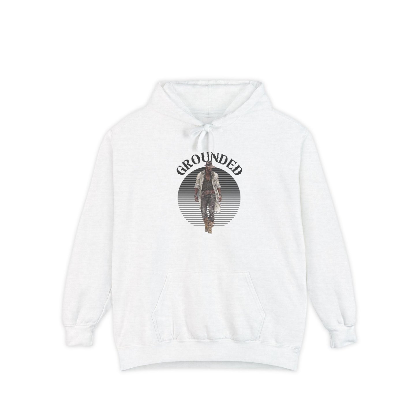 Grounded ( in black top) Unisex Garment-Dyed Hoodie, Cozy Casual Wear, Perfect for Meditation & Relaxation, Gift for Mindfulness, Everyday Comfort