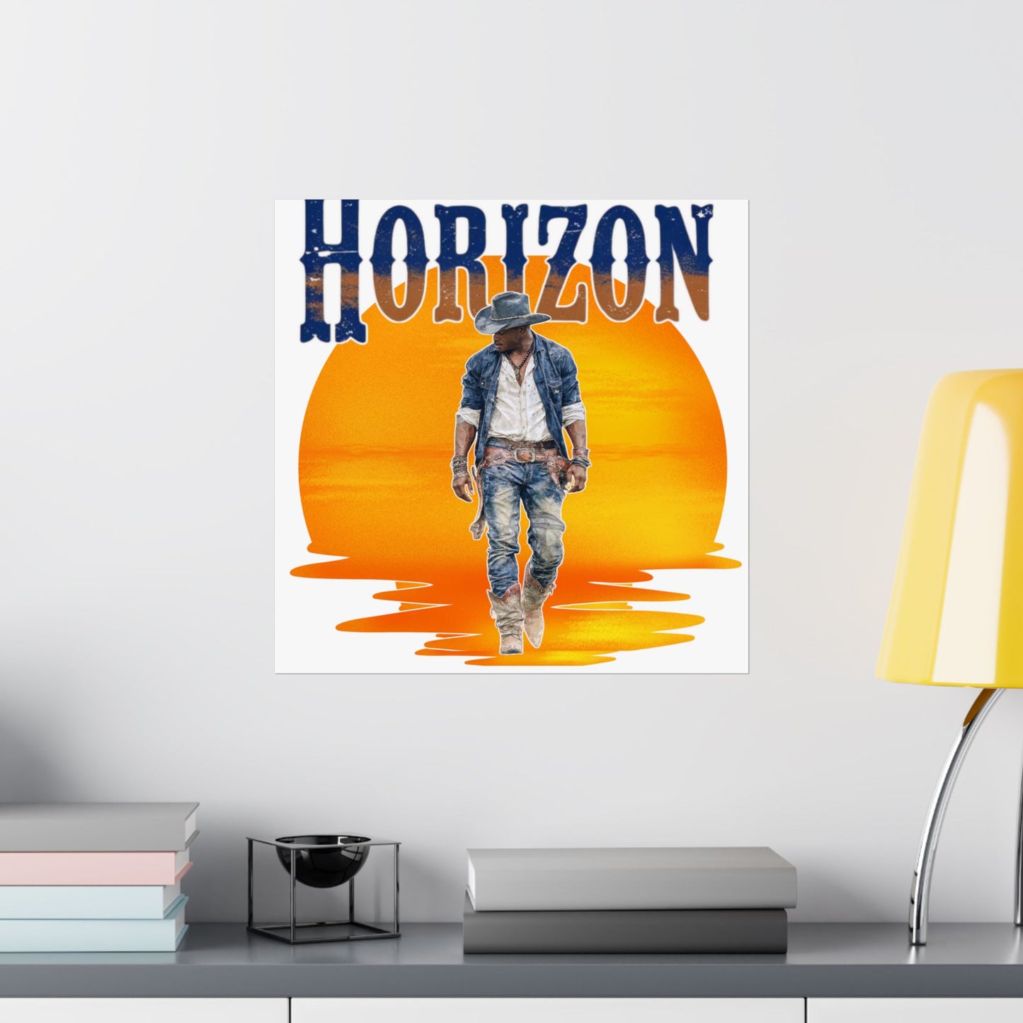 Cowboy Horizon Wall Art | Rustic Decor, Western Theme, Home Office, Gift for Cowboy Lovers, Landscape Posters