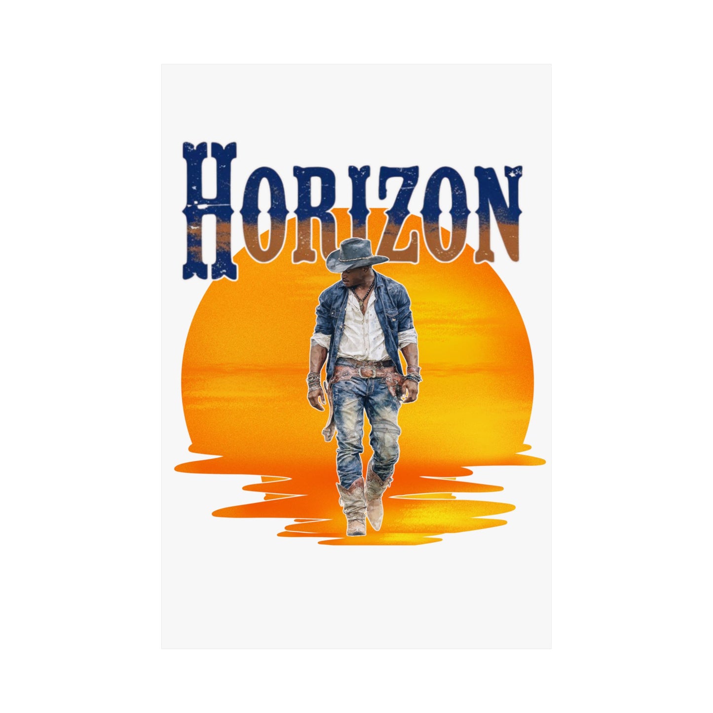 Cowboy Horizon Wall Art | Rustic Decor, Western Theme, Home Office, Gift for Cowboy Lovers, Landscape Posters