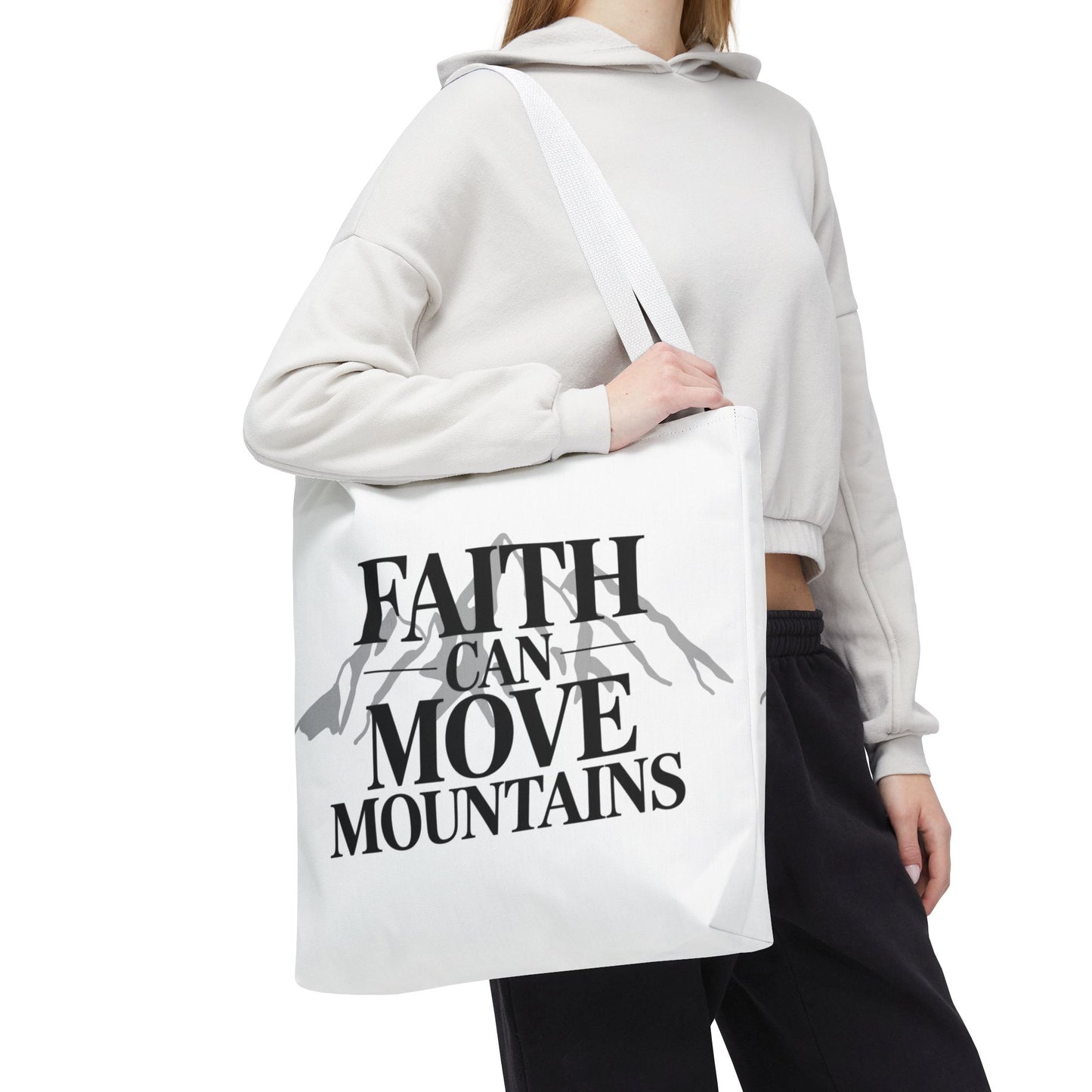 Faith Can Move Mountains Tote Bag – Inspirational Christian Tote, Scripture Quote Bag