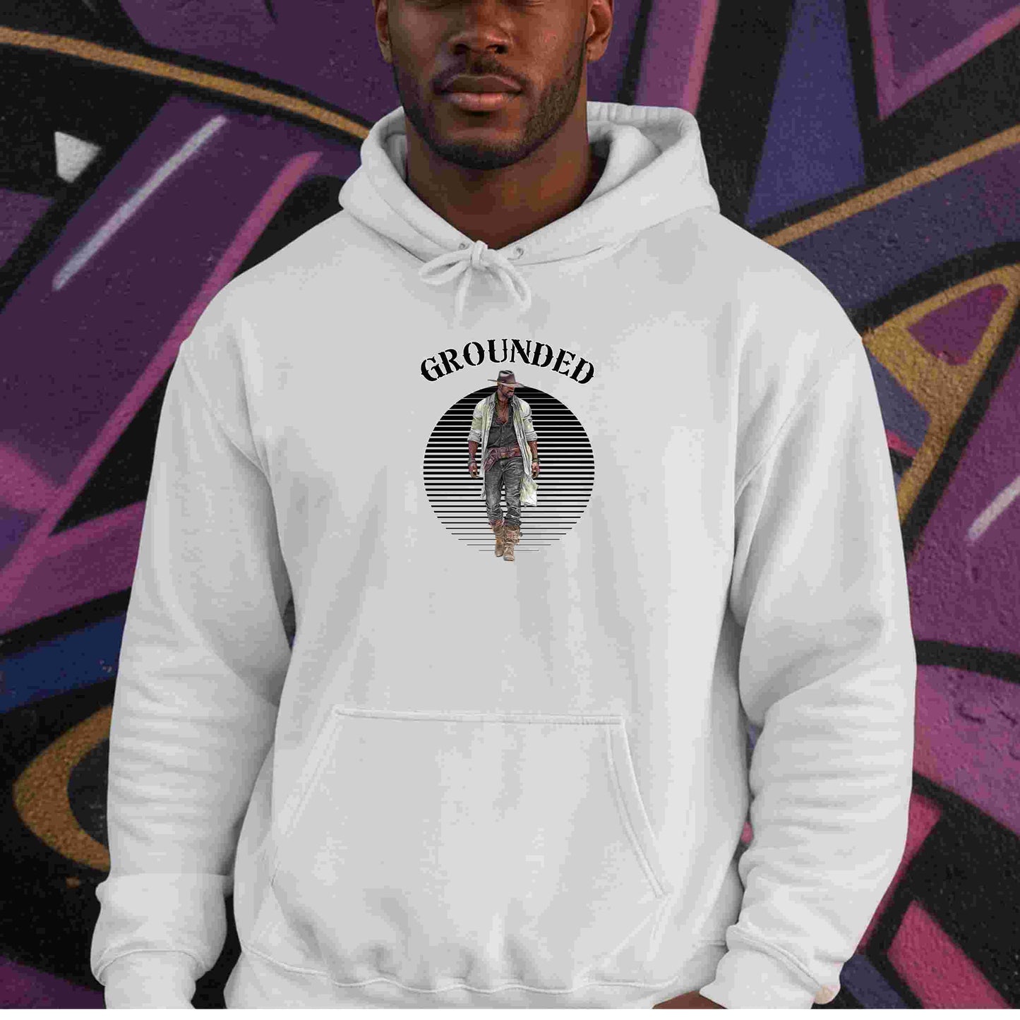 Grounded ( in black top) Unisex Garment-Dyed Hoodie, Cozy Casual Wear, Perfect for Meditation & Relaxation, Gift for Mindfulness, Everyday Comfort