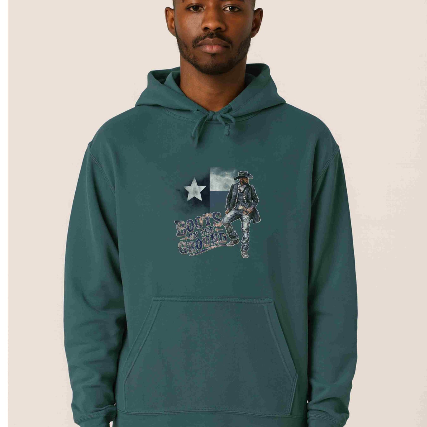 Texas Pride Hoodie with 'Boots on the Ground' Graphic