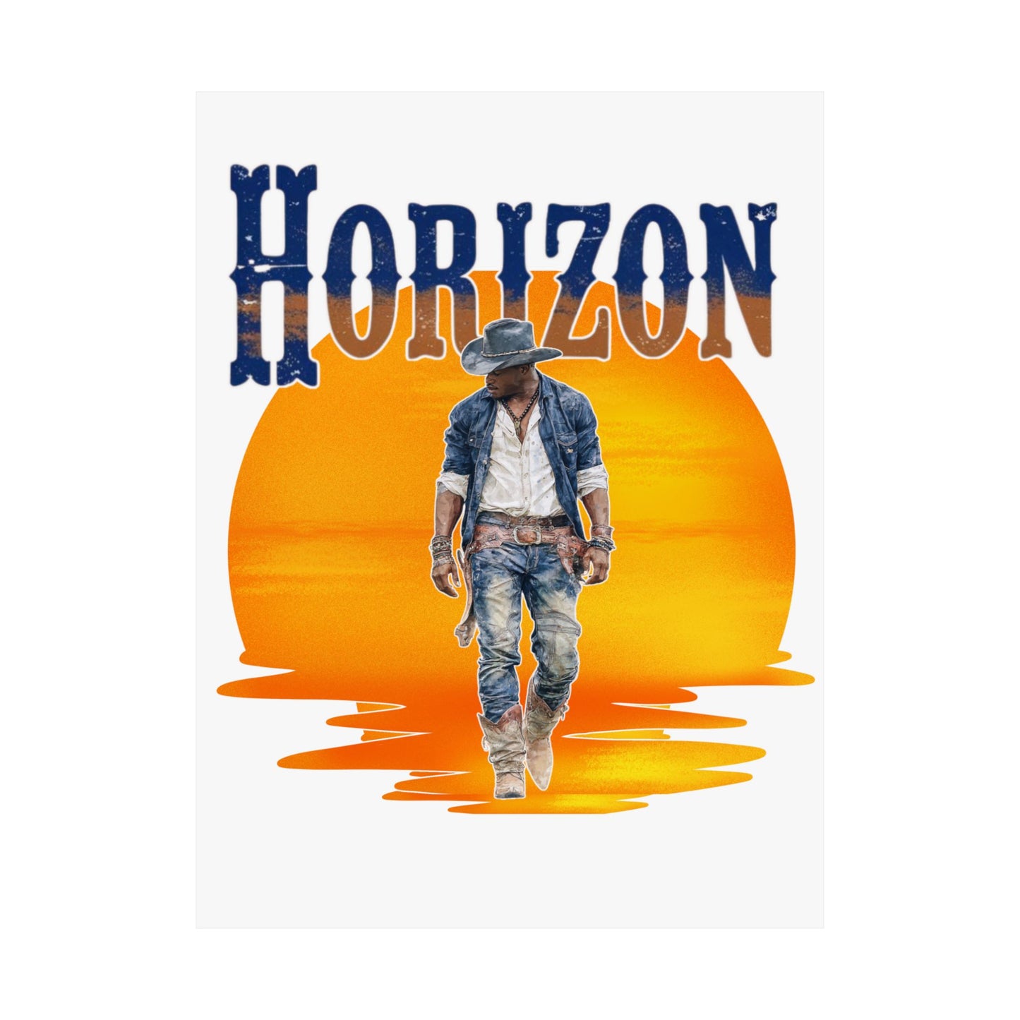 Cowboy Horizon Wall Art | Rustic Decor, Western Theme, Home Office, Gift for Cowboy Lovers, Landscape Posters