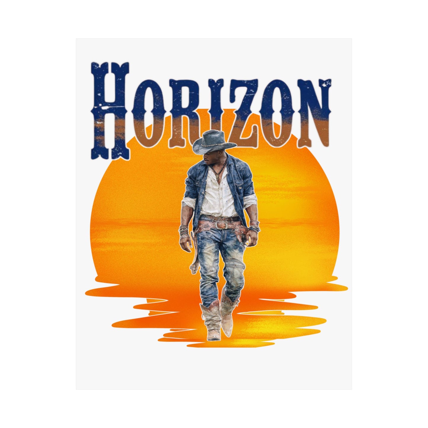 Cowboy Horizon Wall Art | Rustic Decor, Western Theme, Home Office, Gift for Cowboy Lovers, Landscape Posters