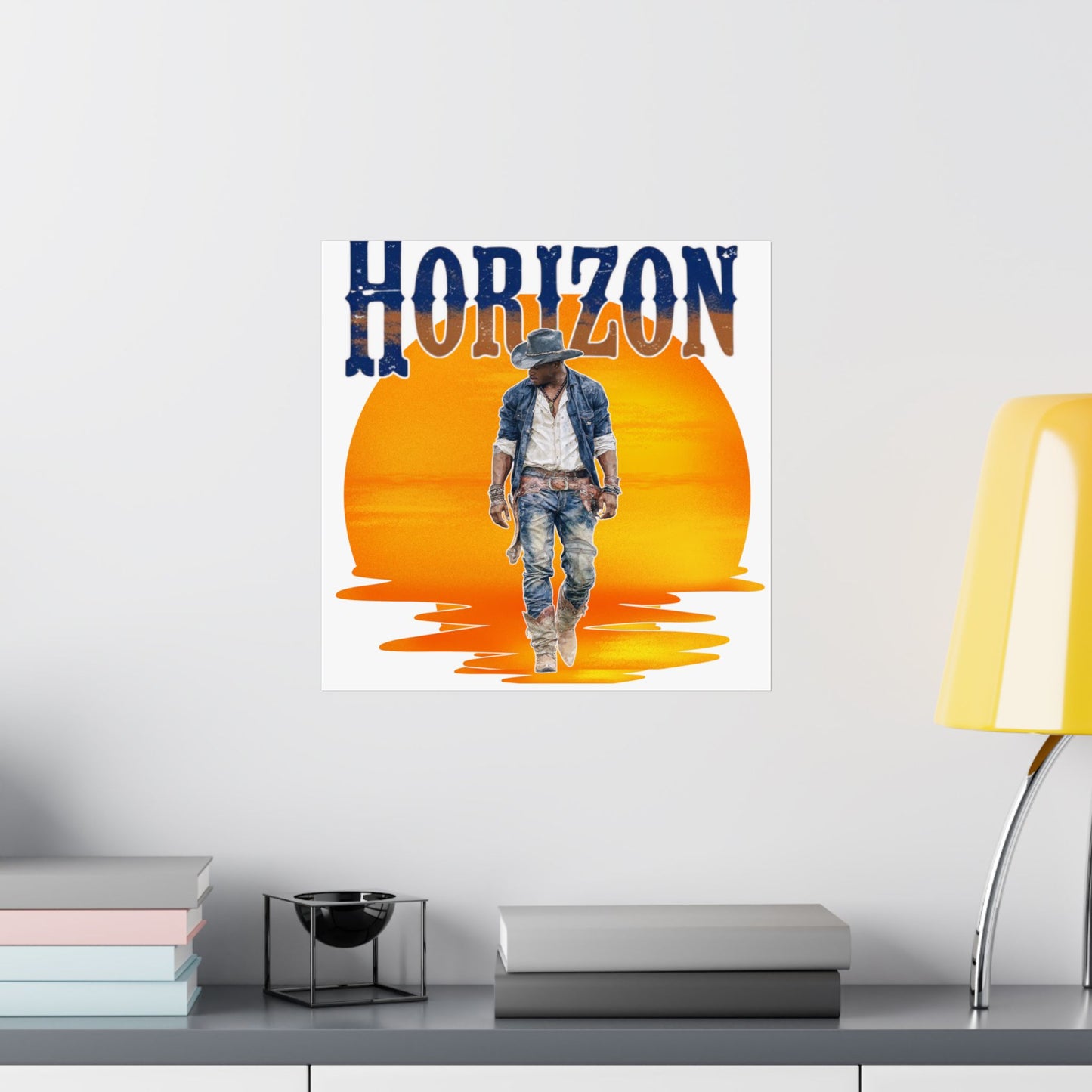 Cowboy Horizon Wall Art | Rustic Decor, Western Theme, Home Office, Gift for Cowboy Lovers, Landscape Posters