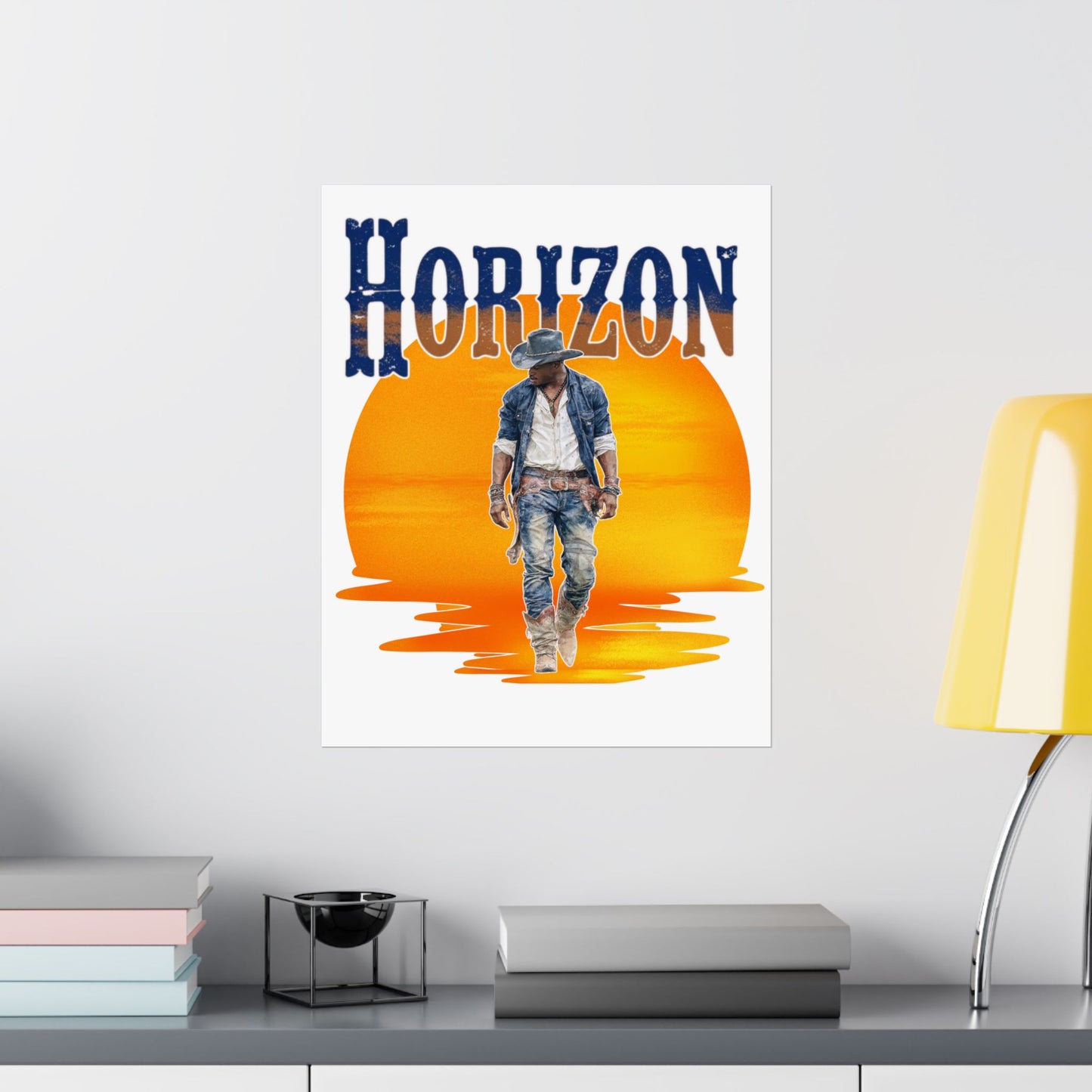 Cowboy Horizon Wall Art | Rustic Decor, Western Theme, Home Office, Gift for Cowboy Lovers, Landscape Posters
