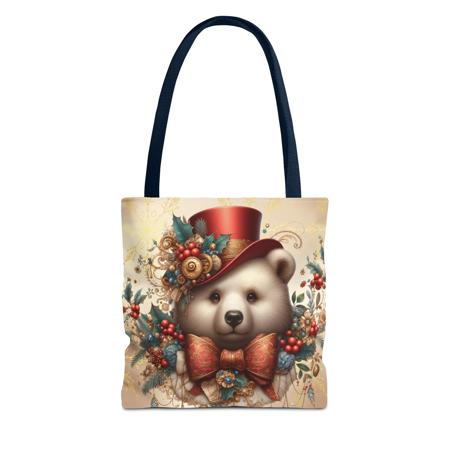 Christmas Bear Tote Bag, Whimsical Holiday Animal Tote, Cute Winter Bear Art Bag, Festive Gift Tote for Women, Seasonal Shopping Bag