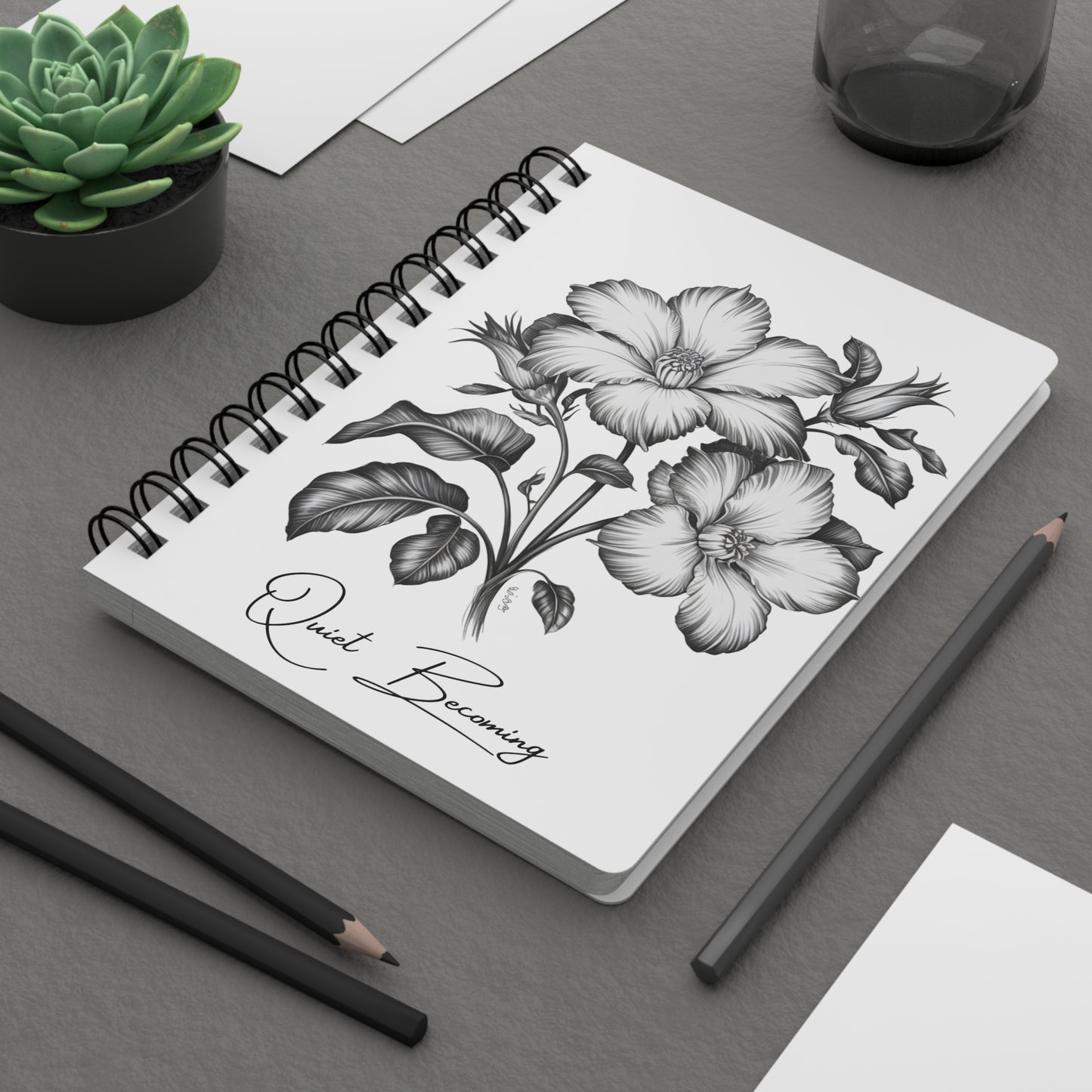 Floral "Quiet Becoming" Spiral Notebook — Botanical Journal for Mindful Writing, Soft Reflection Journal