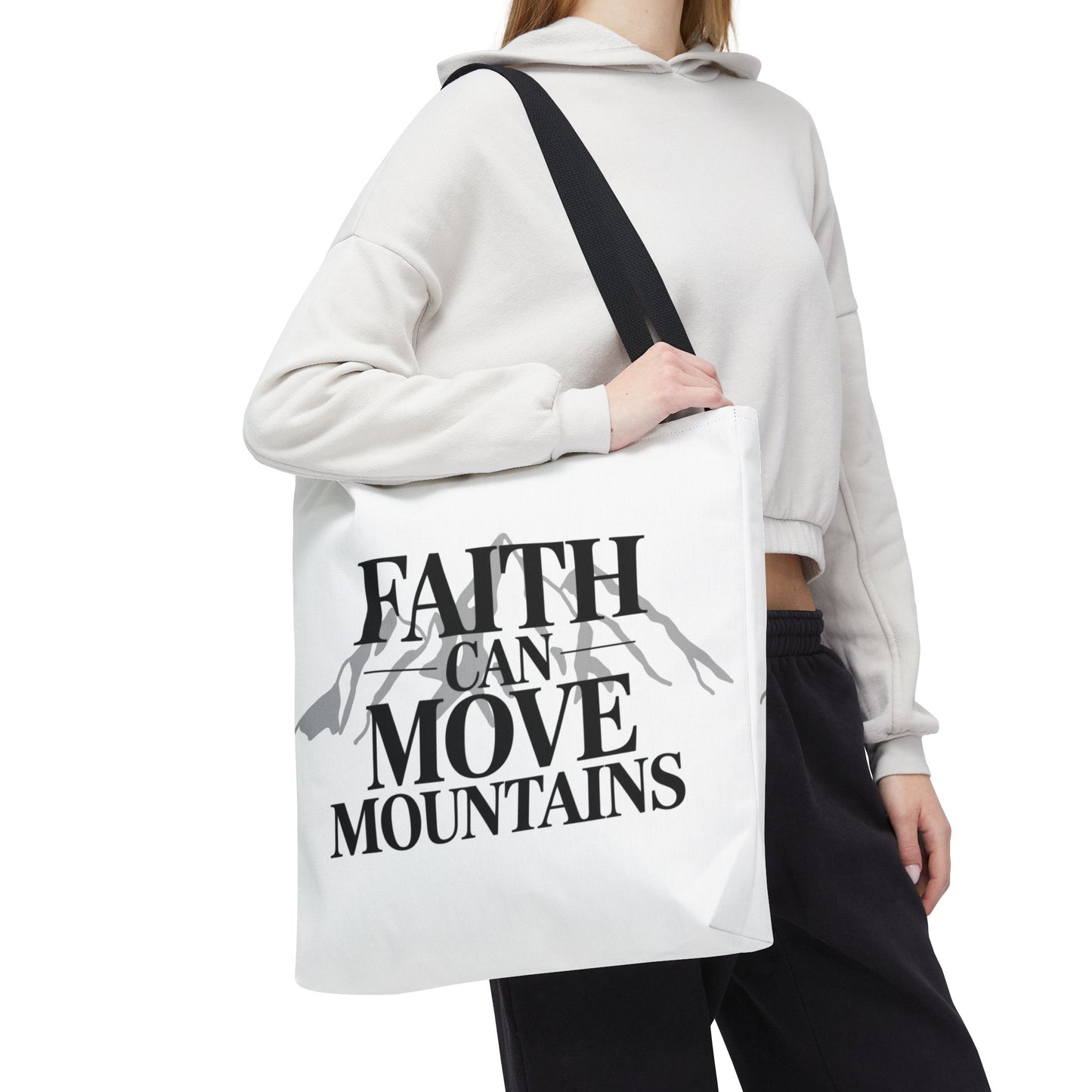 Faith Can Move Mountains Tote Bag – Inspirational Christian Tote, Scripture Quote Bag