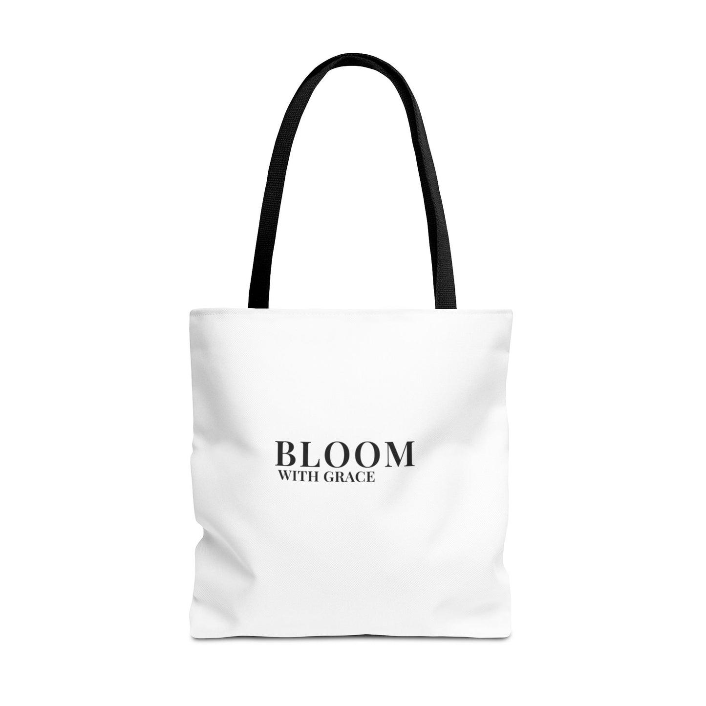 Bloom With Grace Minimalist Canvas Tote Bag — Floral Inspirational Quote Tote