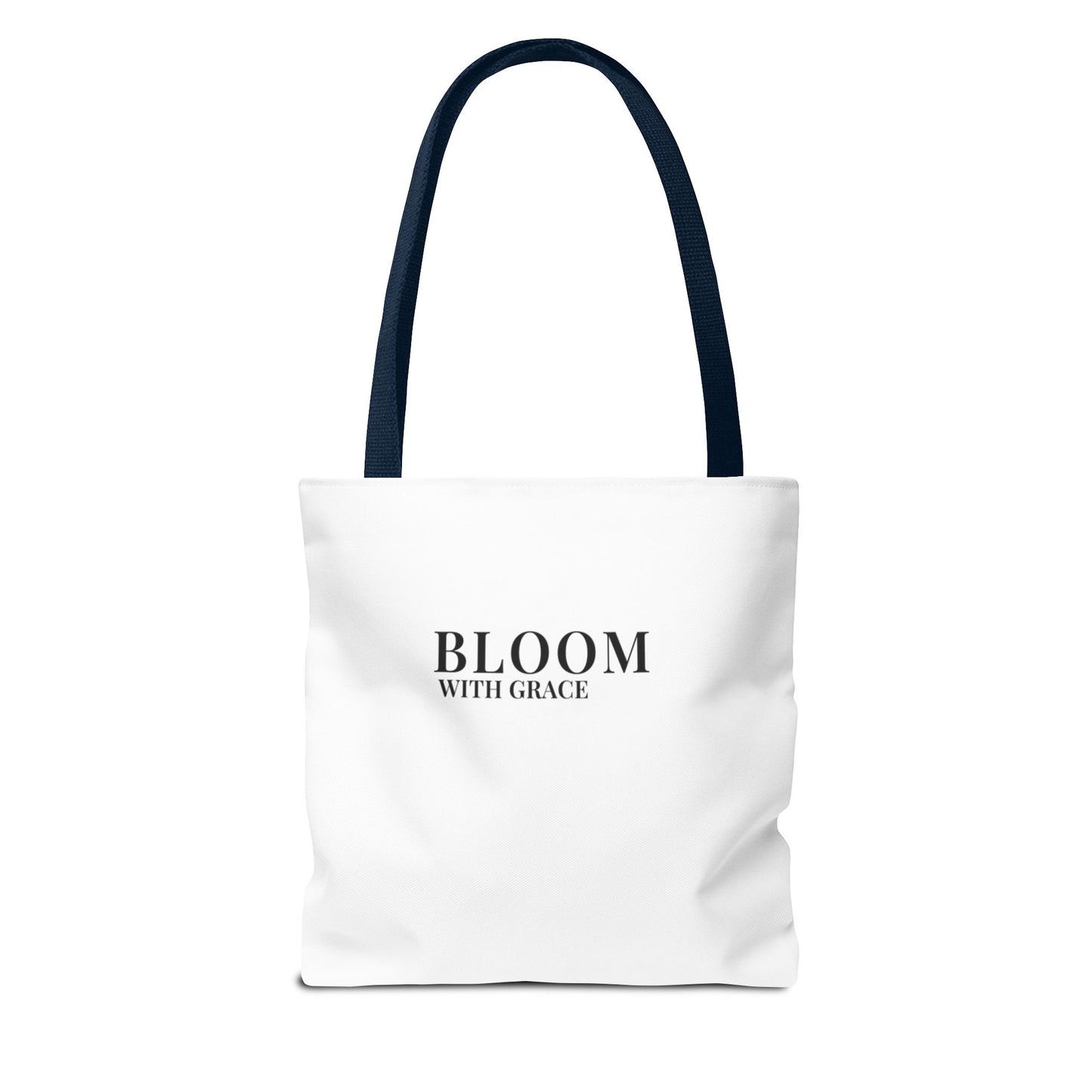 Bloom With Grace Minimalist Canvas Tote Bag — Floral Inspirational Quote Tote