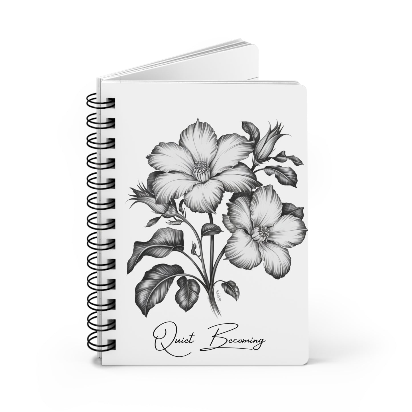Floral "Quiet Becoming" Spiral Notebook — Botanical Journal for Mindful Writing, Soft Reflection Journal