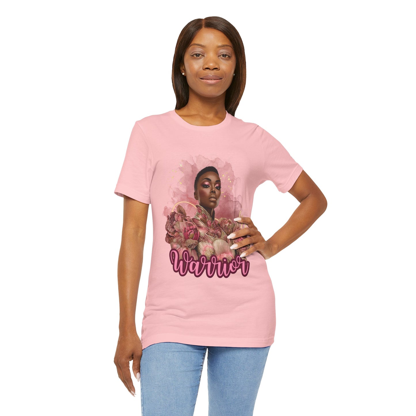 Warrior Queen Tee| Breast Cancer Awareness Shirt for Women | Rose Gold Warrior Tee | Pink Ribbon Strength Gift | Survivor Empowerment Apparel  Description: