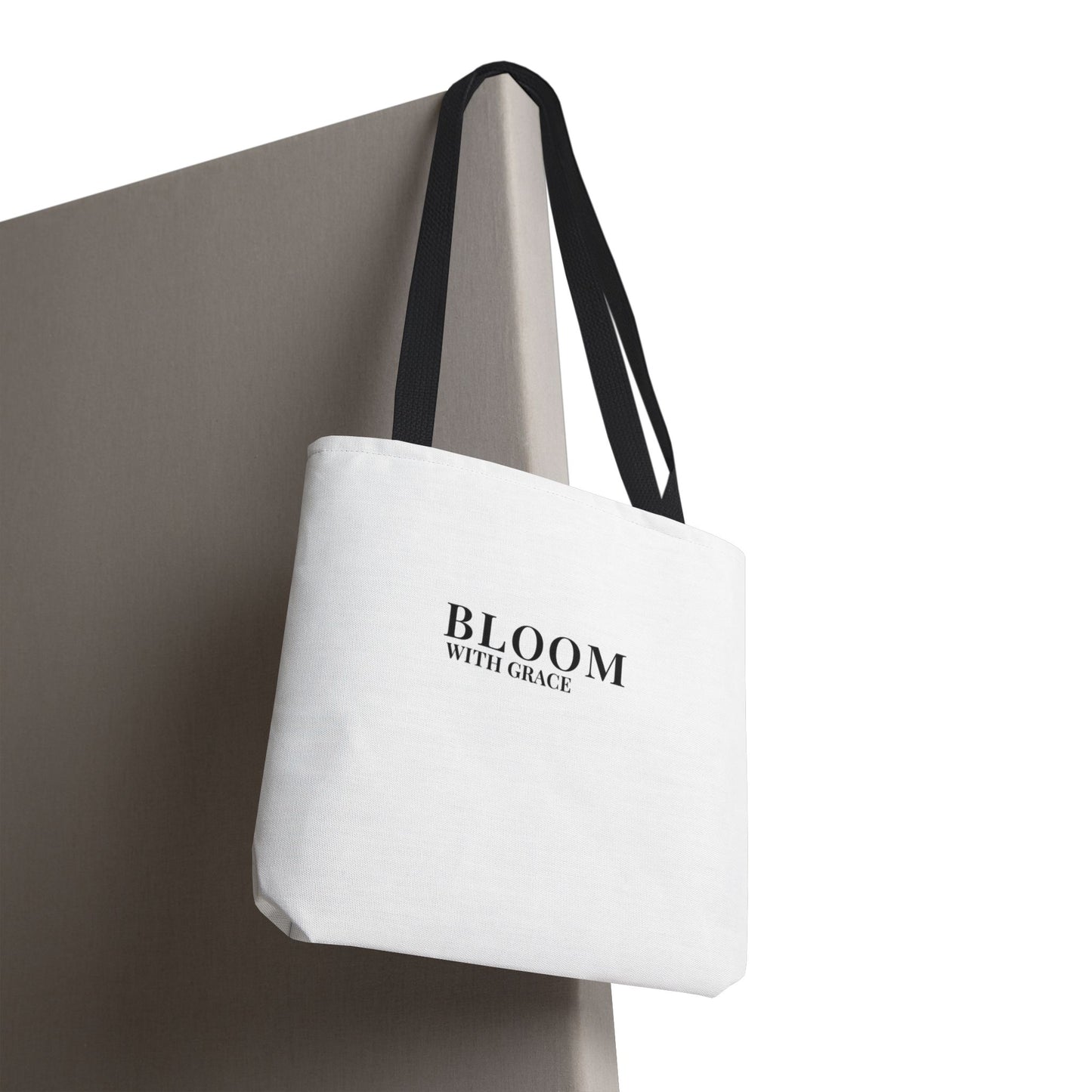 Bloom With Grace Minimalist Canvas Tote Bag — Floral Inspirational Quote Tote