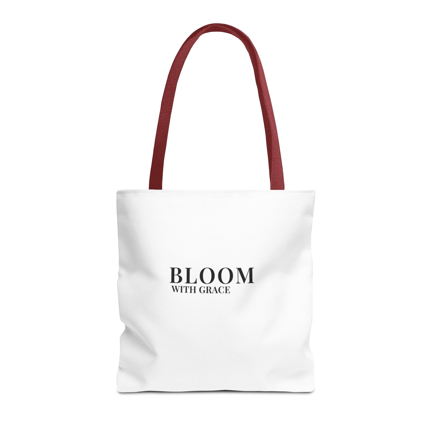 Bloom With Grace Minimalist Canvas Tote Bag — Floral Inspirational Quote Tote