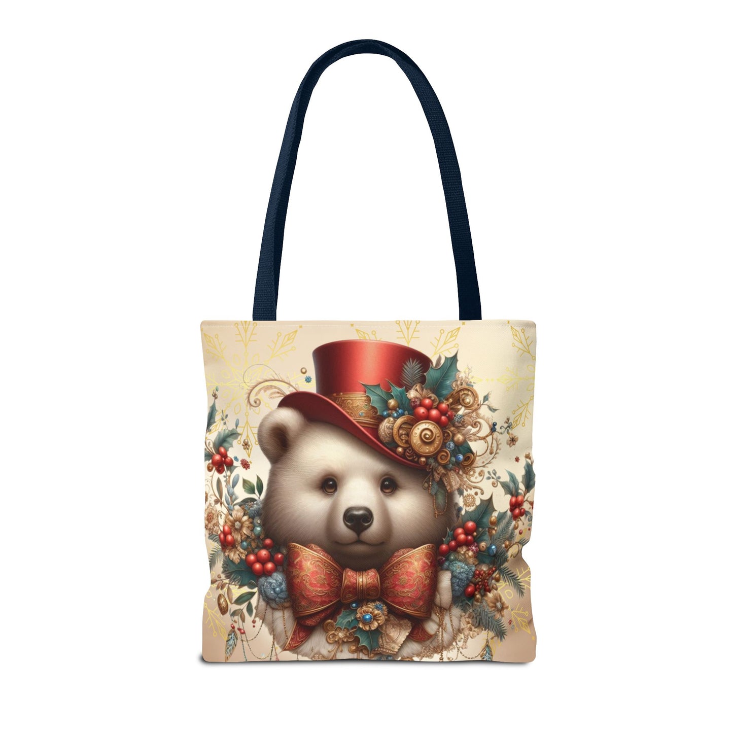 Christmas Bear Tote Bag, Whimsical Holiday Animal Tote, Cute Winter Bear Art Bag, Festive Gift Tote for Women, Seasonal Shopping Bag