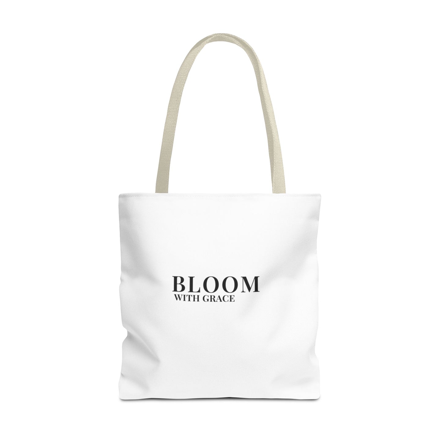 Bloom With Grace Minimalist Canvas Tote Bag — Floral Inspirational Quote Tote