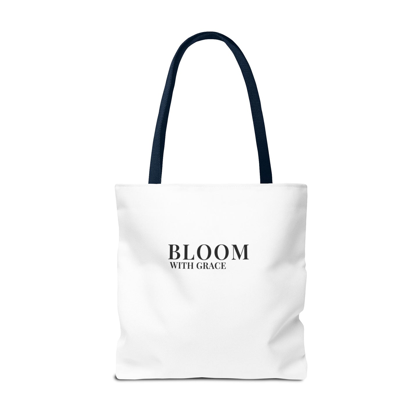 Bloom With Grace Minimalist Canvas Tote Bag — Floral Inspirational Quote Tote