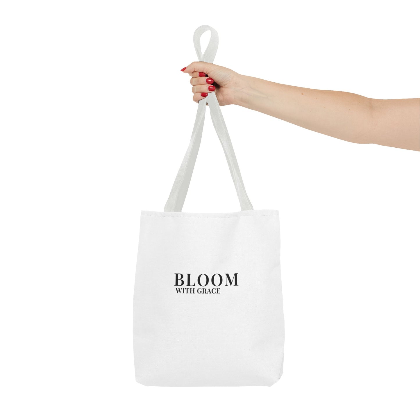 Bloom With Grace Minimalist Canvas Tote Bag — Floral Inspirational Quote Tote