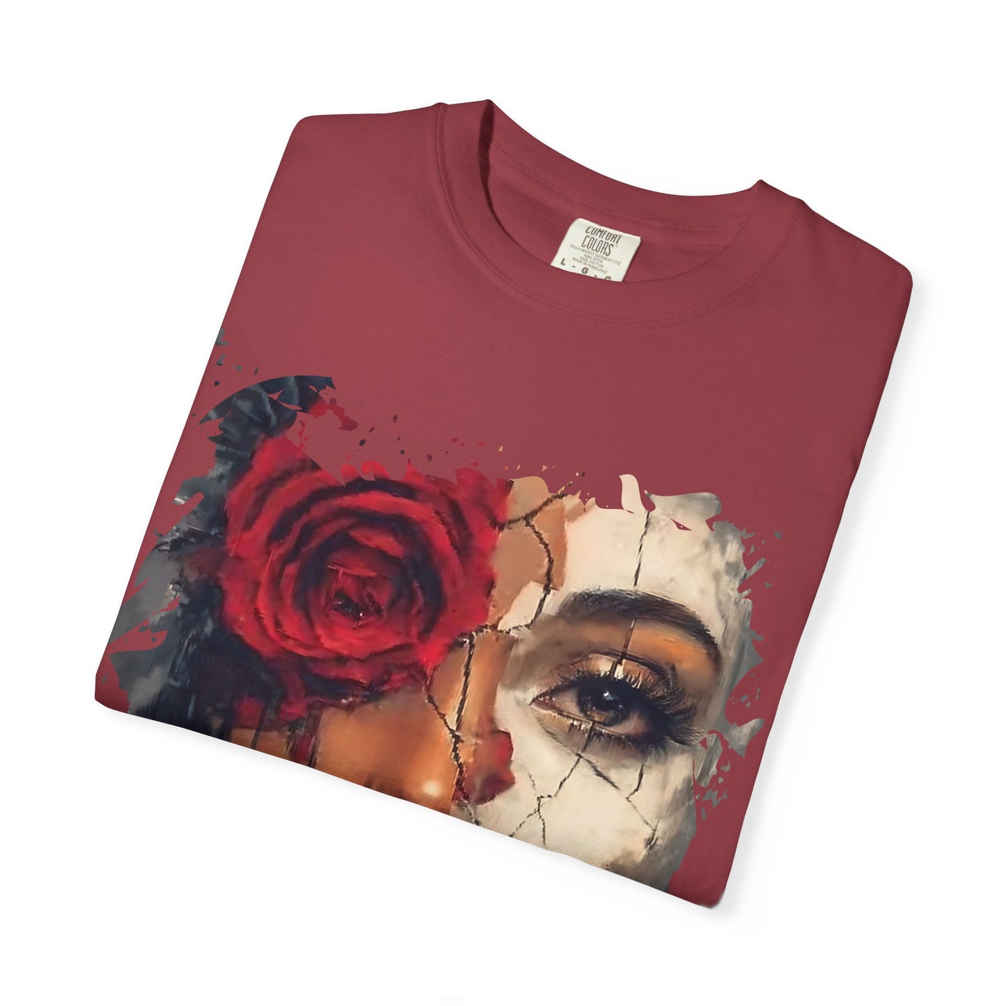 Scarlet Veil Empowerment Tee” or “Cracked Porcelain Resilience Shirt”