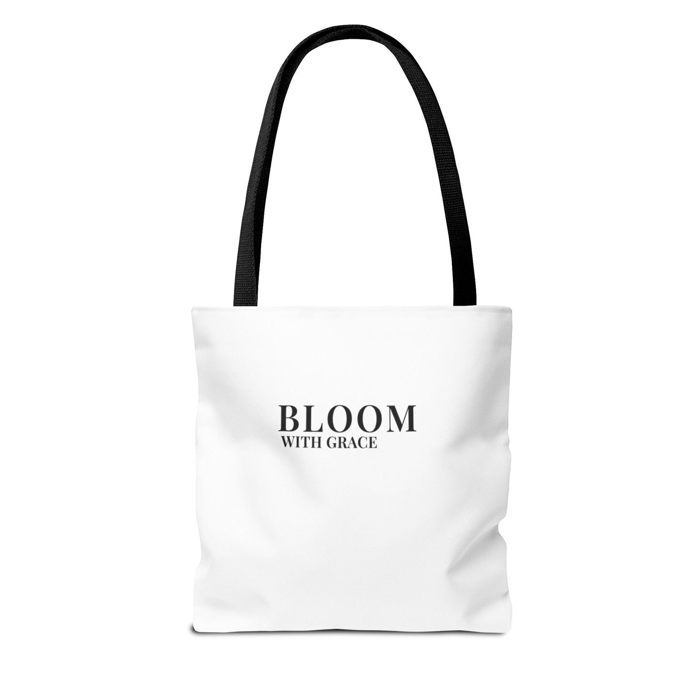 Bloom With Grace Minimalist Canvas Tote Bag — Floral Inspirational Quote Tote