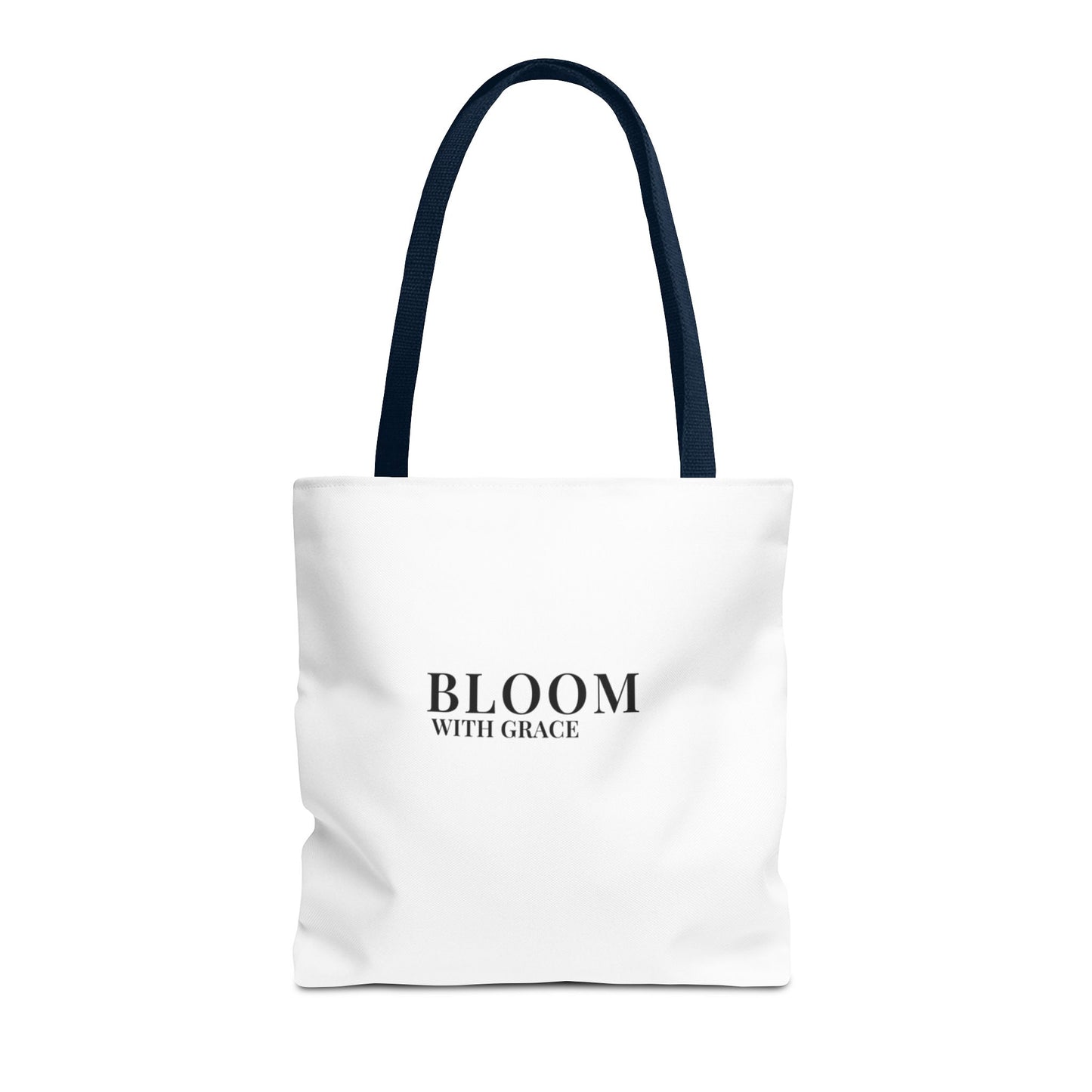 Bloom With Grace Minimalist Canvas Tote Bag — Floral Inspirational Quote Tote