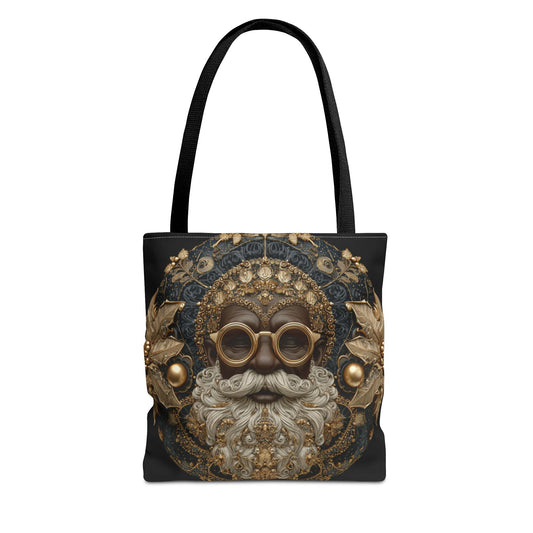 Regal Navy & Gold Black Santa Tote – Luxury Christmas Ornament Design