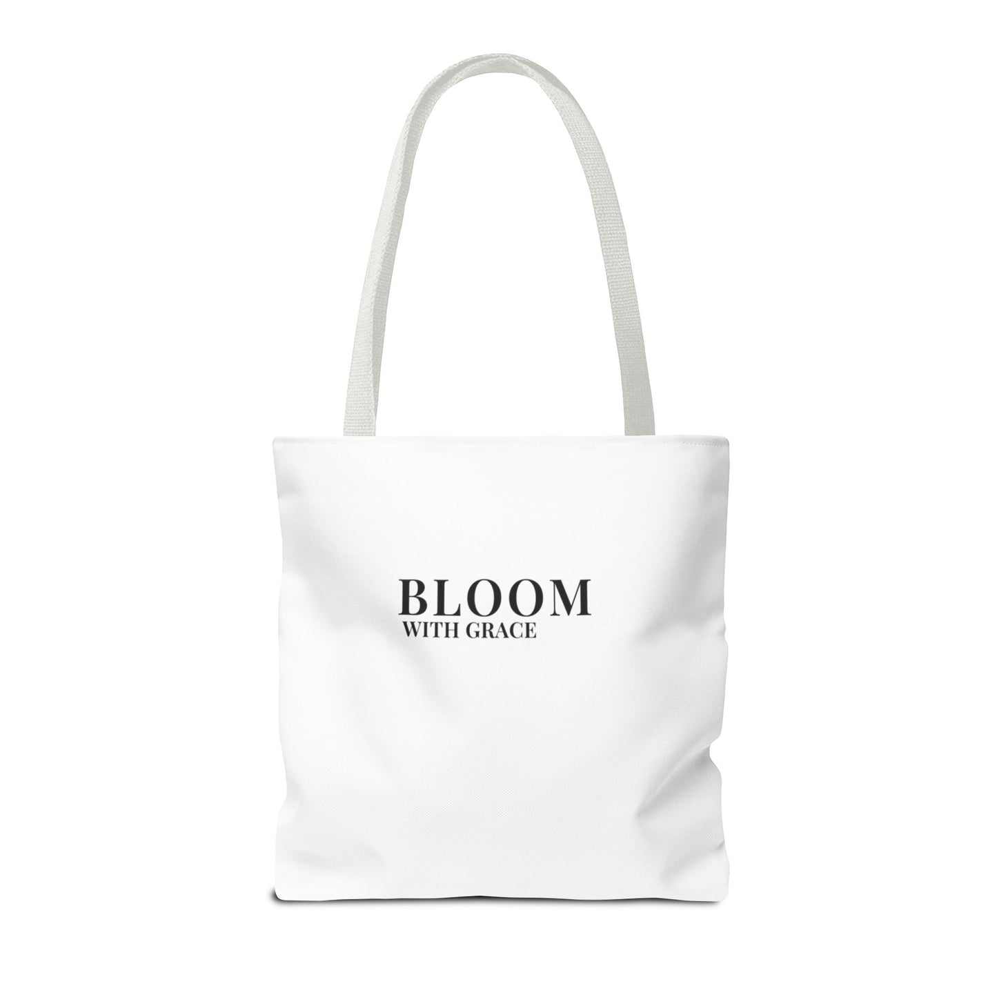 Bloom With Grace Minimalist Canvas Tote Bag — Floral Inspirational Quote Tote