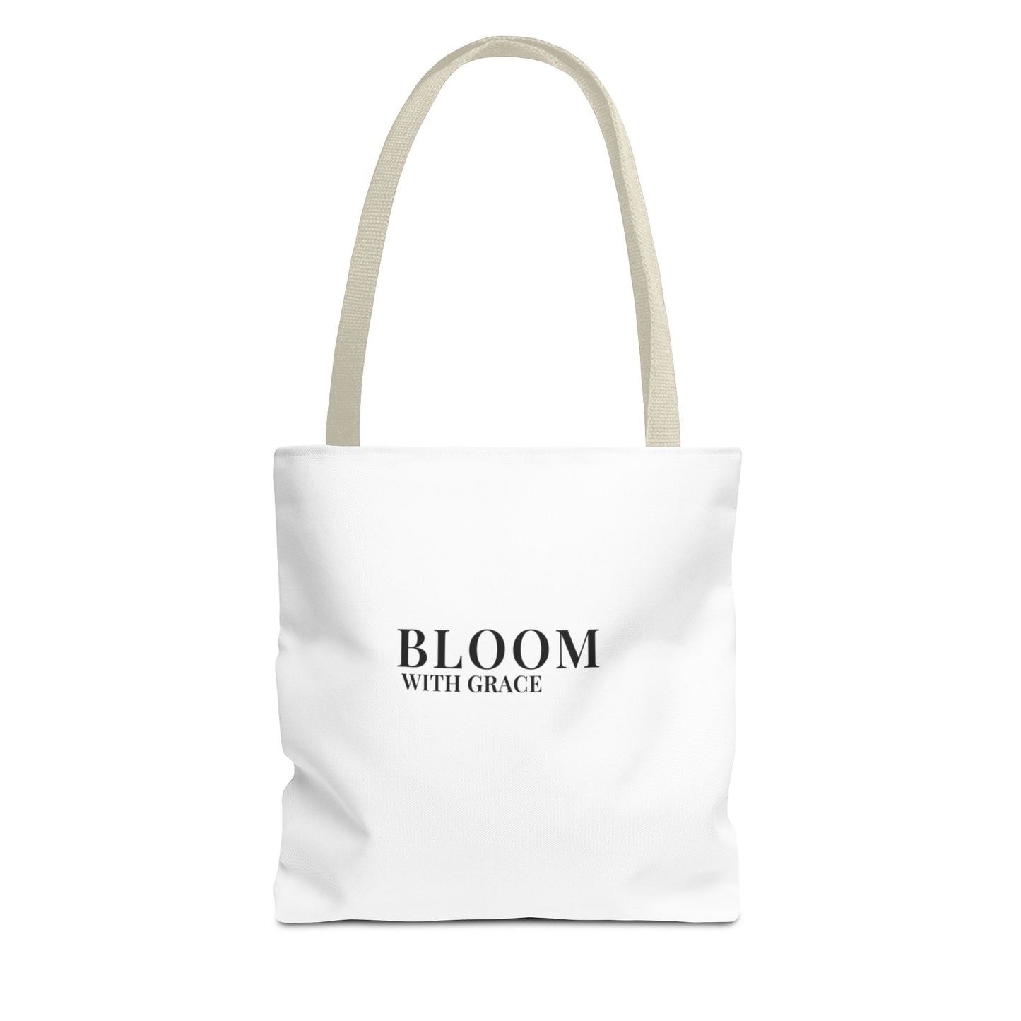 Bloom With Grace Minimalist Canvas Tote Bag — Floral Inspirational Quote Tote