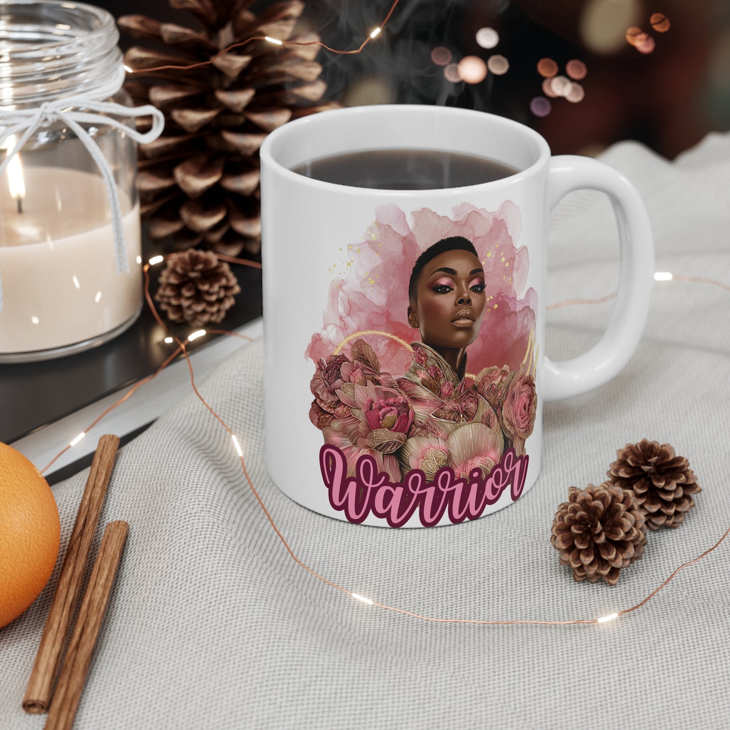 Warrior Queen Mug | I’m a Survivor Mug | Breast Cancer Awareness Gift | Pink Ribbon Coffee Cup | Rose Gold Empowerment Mug | Courage & Strength Survivor Gift
