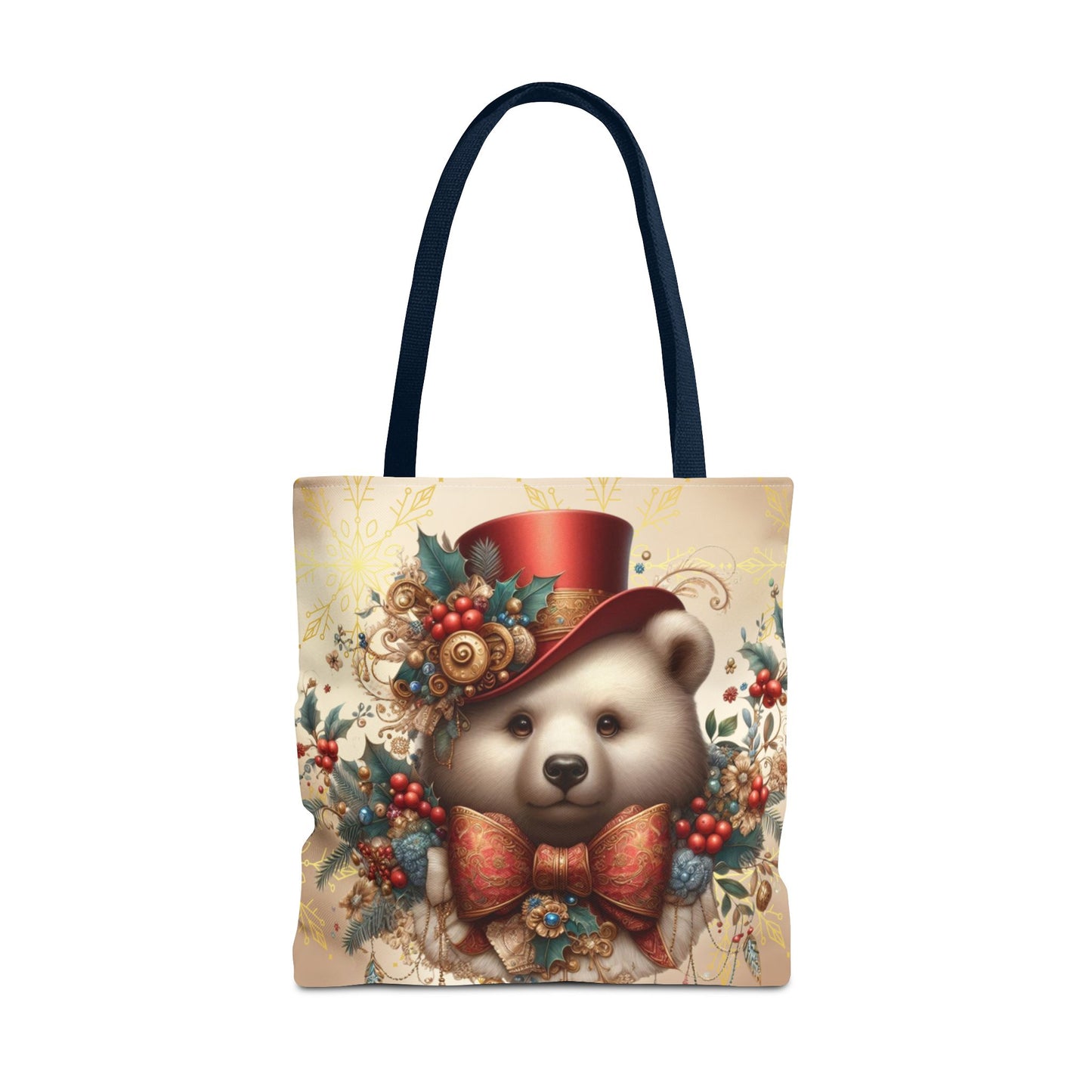 Christmas Bear Tote Bag, Whimsical Holiday Animal Tote, Cute Winter Bear Art Bag, Festive Gift Tote for Women, Seasonal Shopping Bag