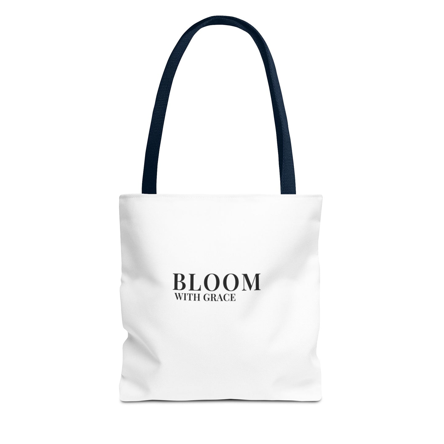 Bloom With Grace Minimalist Canvas Tote Bag — Floral Inspirational Quote Tote