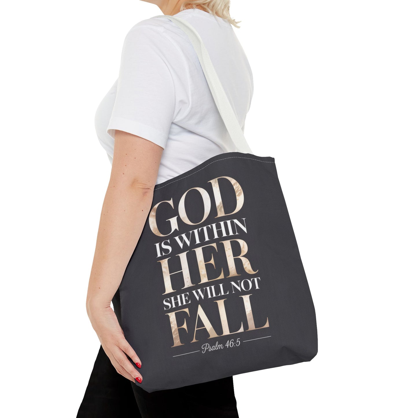 Copy of Psalm 46:5 Tote Bag, God Is Within Her She Will Not Fall Tote, Christian Scripture Tote, Faith Inspirational Bag for Women