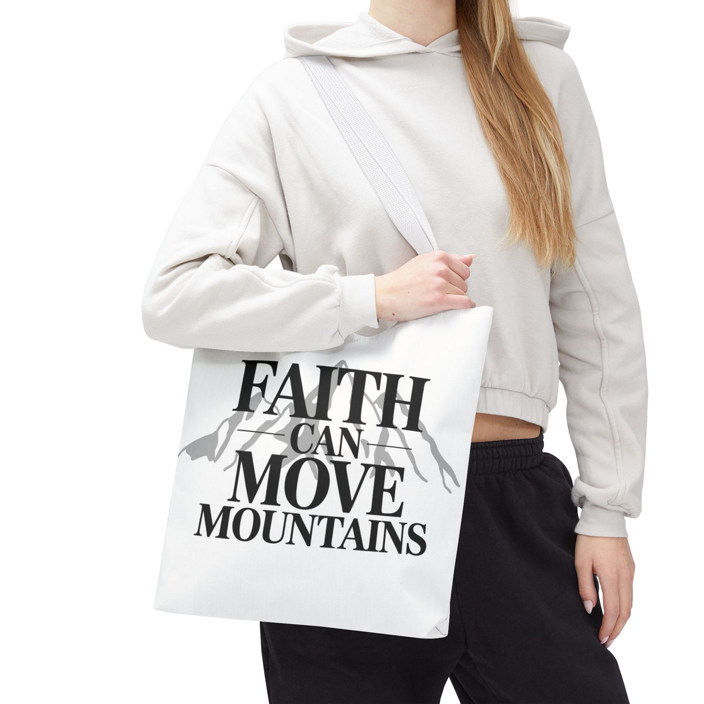 Faith Can Move Mountains Tote Bag – Inspirational Christian Tote, Scripture Quote Bag