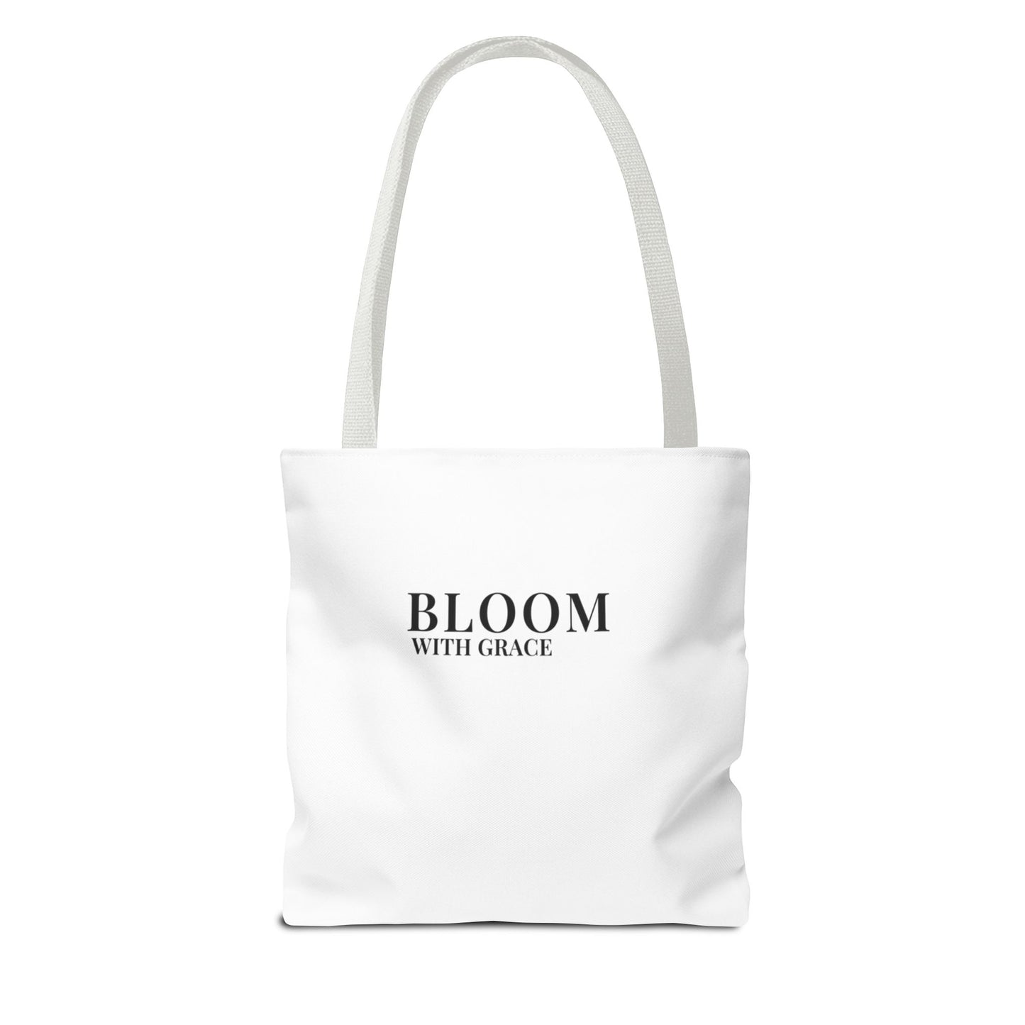 Bloom With Grace Minimalist Canvas Tote Bag — Floral Inspirational Quote Tote