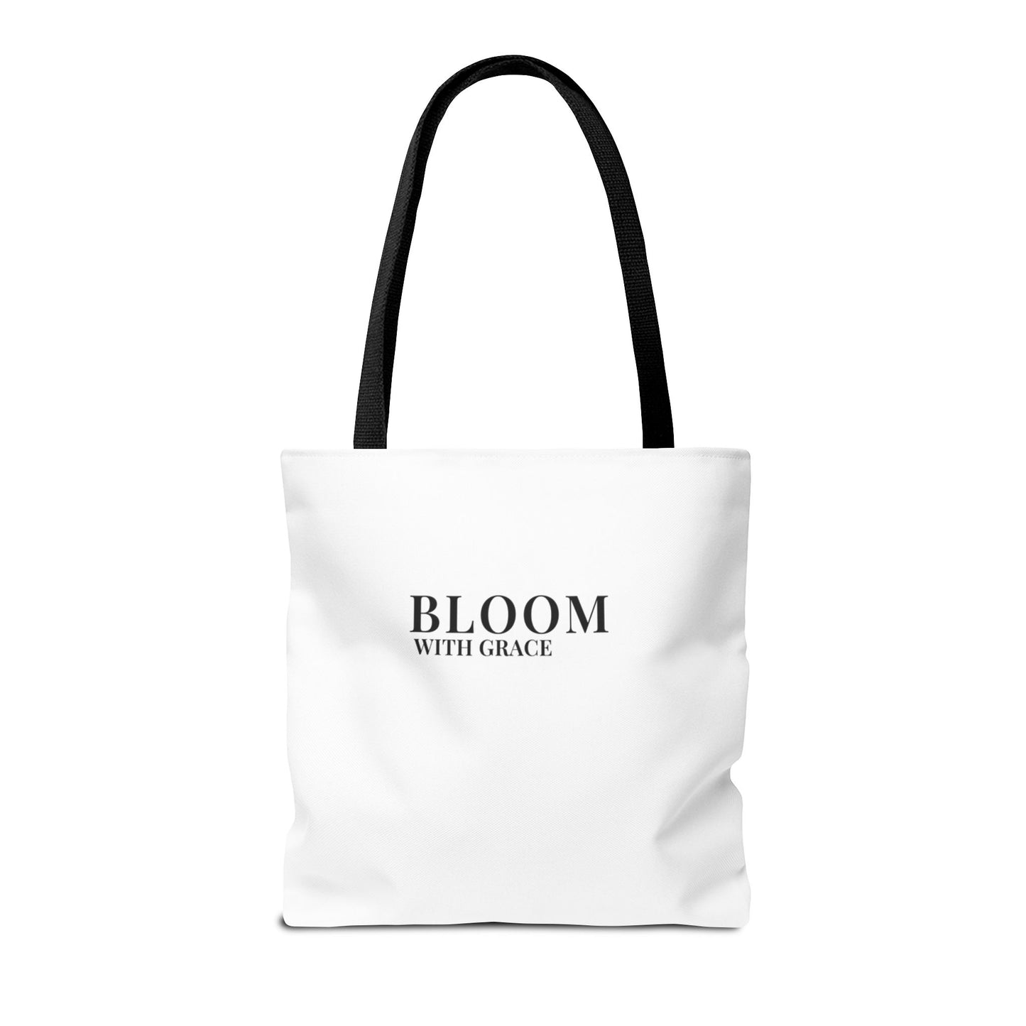 Bloom With Grace Minimalist Canvas Tote Bag — Floral Inspirational Quote Tote