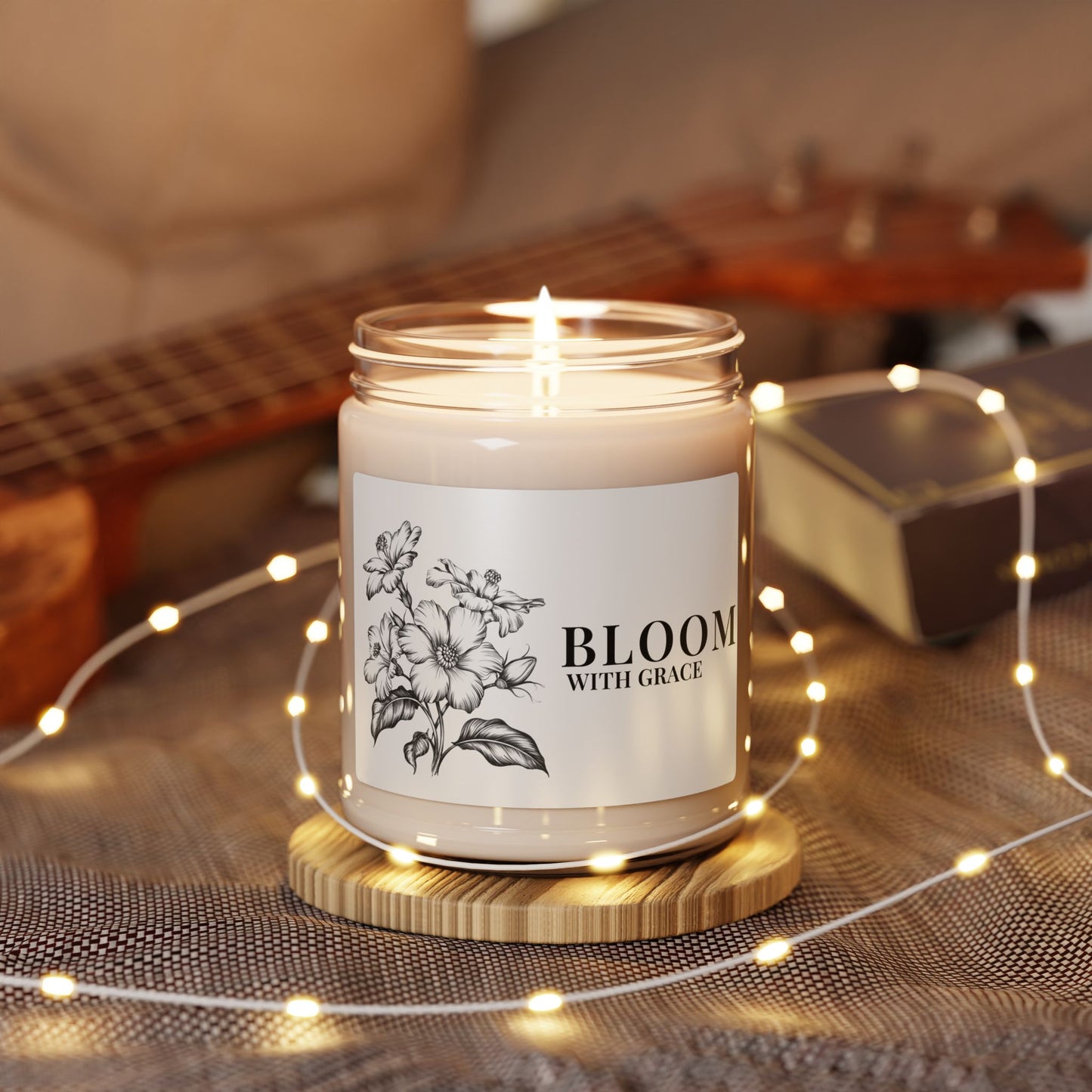 Bloom With Grace 9oz Soy Candle, Peppered Passionfruit Candle ,  Feminine Fresh Luxury Soy Candle