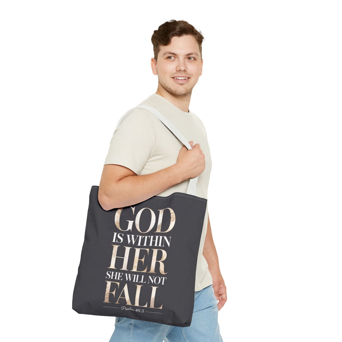Copy of Psalm 46:5 Tote Bag, God Is Within Her She Will Not Fall Tote, Christian Scripture Tote, Faith Inspirational Bag for Women