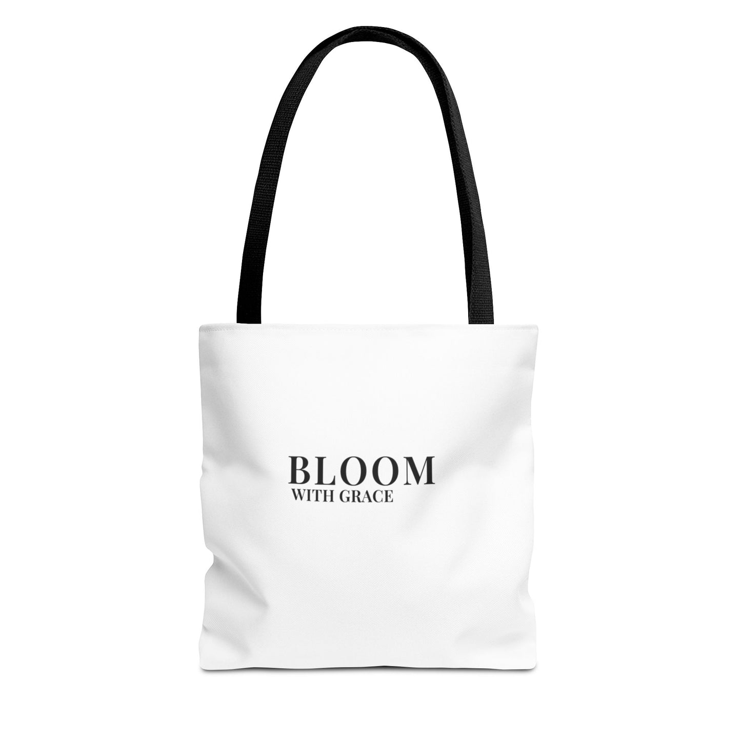 Bloom With Grace Minimalist Canvas Tote Bag — Floral Inspirational Quote Tote