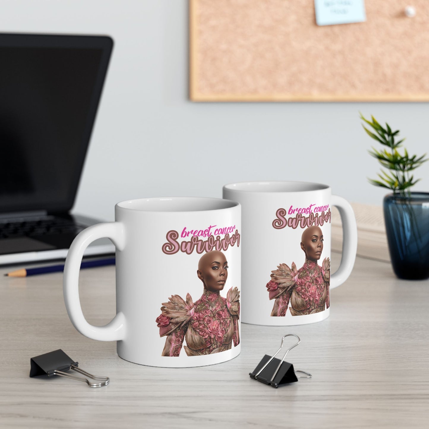 BC Survivor Fancy Mug | Breast Cancer Survivor Gift | Elegant Pink Ribbon Mug | Survivor Empowerment Coffee Cup | Awareness Month Gift for Women