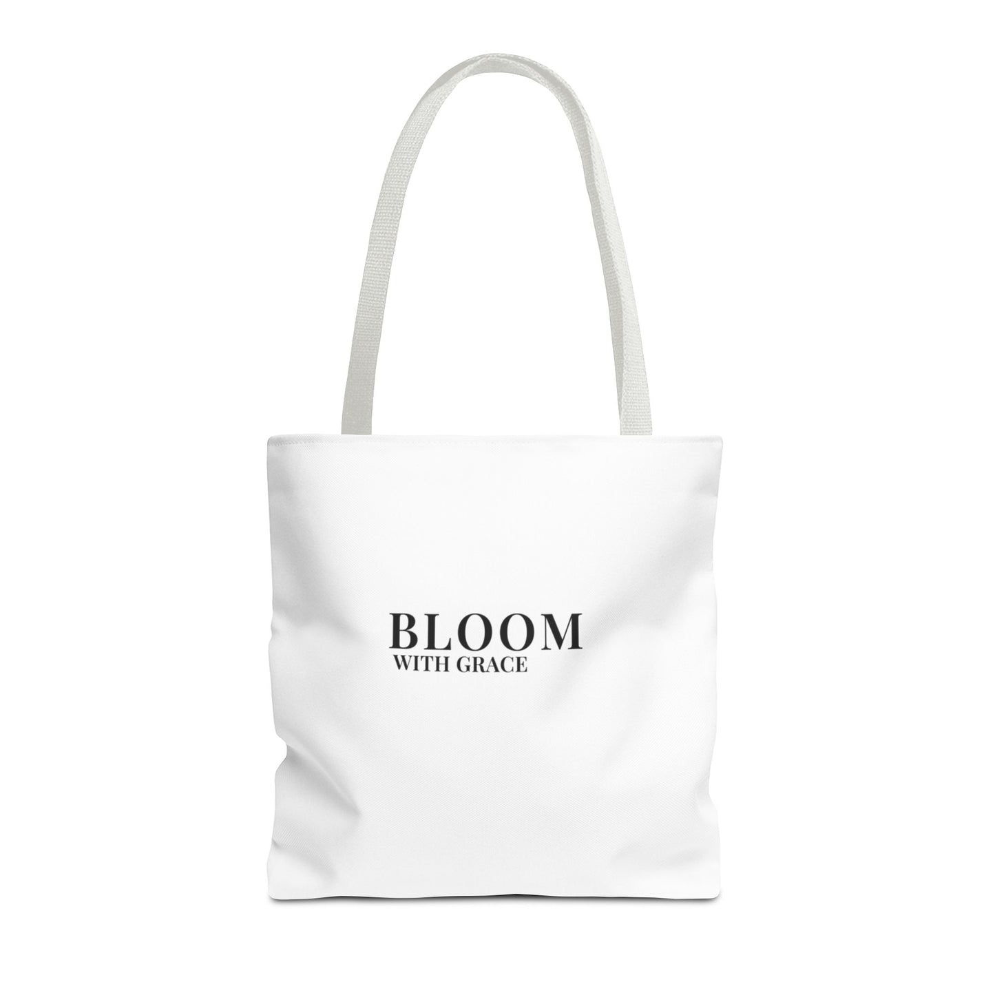 Bloom With Grace Minimalist Canvas Tote Bag — Floral Inspirational Quote Tote