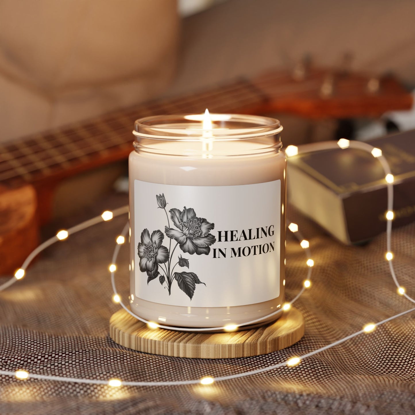 Healing in Motion Soy Candle, Warm Comfort Candle – Coconut Cream + Cardamom – Emotional Support 9oz Scented Jar (Aromatic Self-Care Gift)